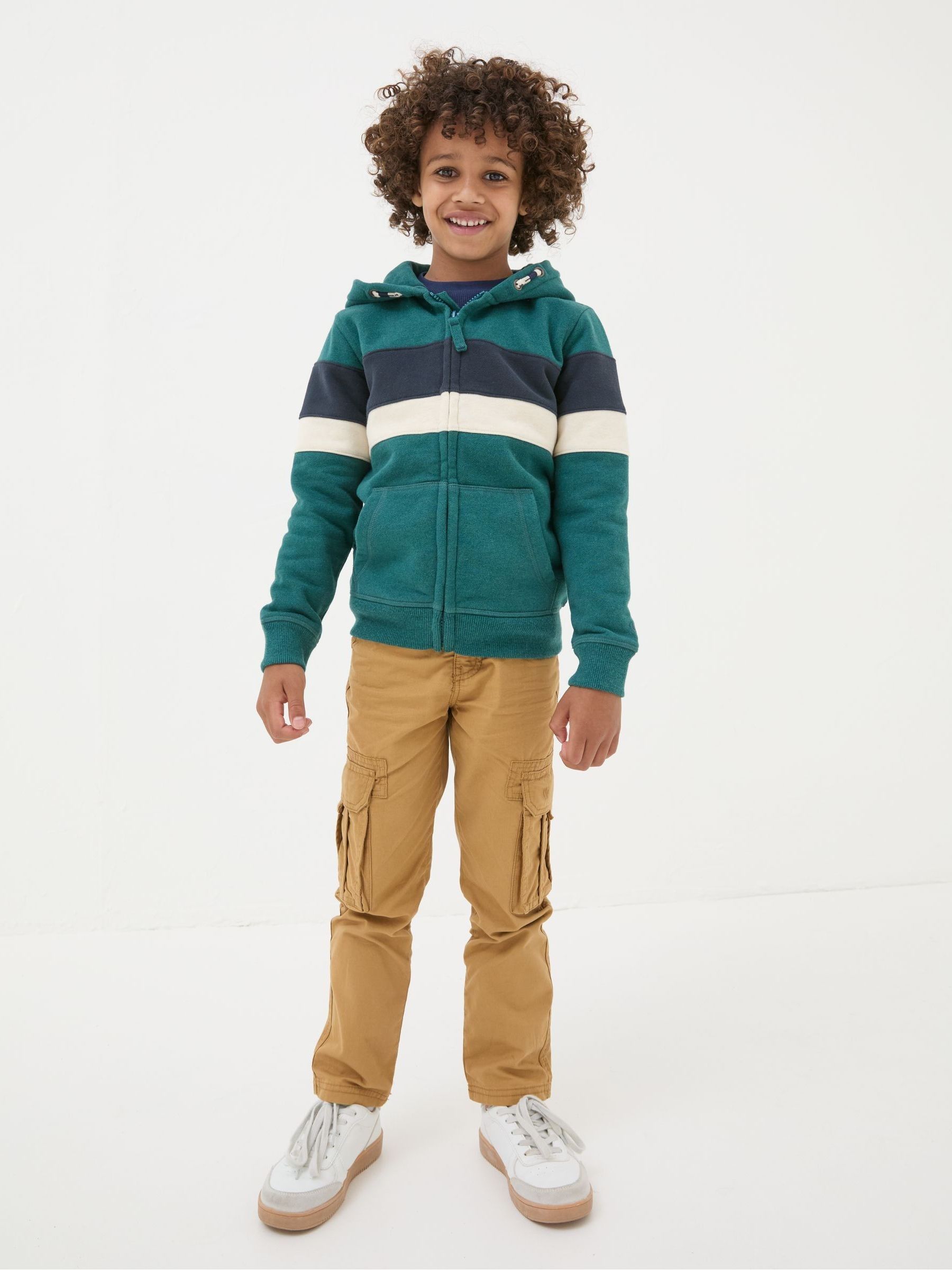 Colourblock Zip Thru Green Colourblock Zip Through Hoodie - Image 3 of 5