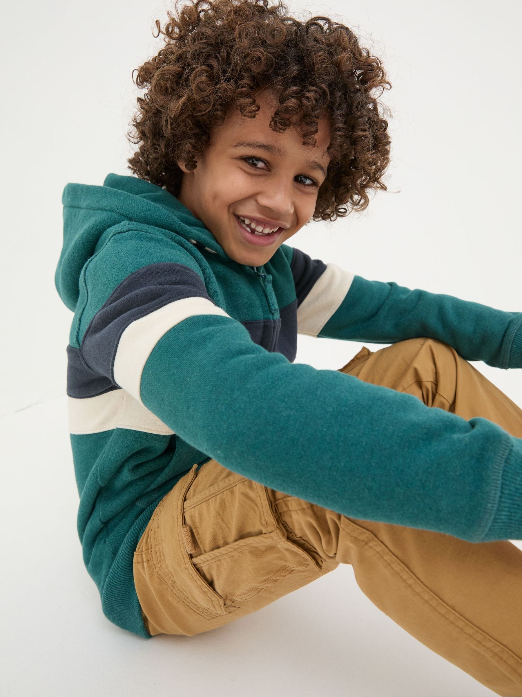 Colourblock Zip Thru Green Colourblock Zip Through Hoodie - Image 4 of 5