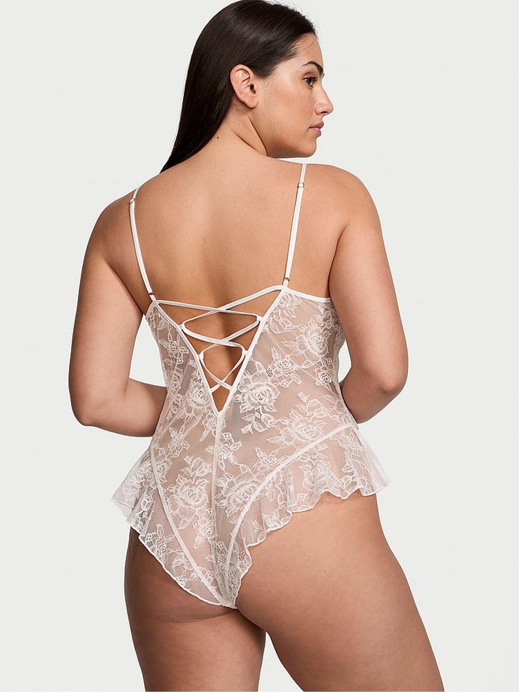 Coconut White Rose Lace Bodysuit - Image 2 of 3