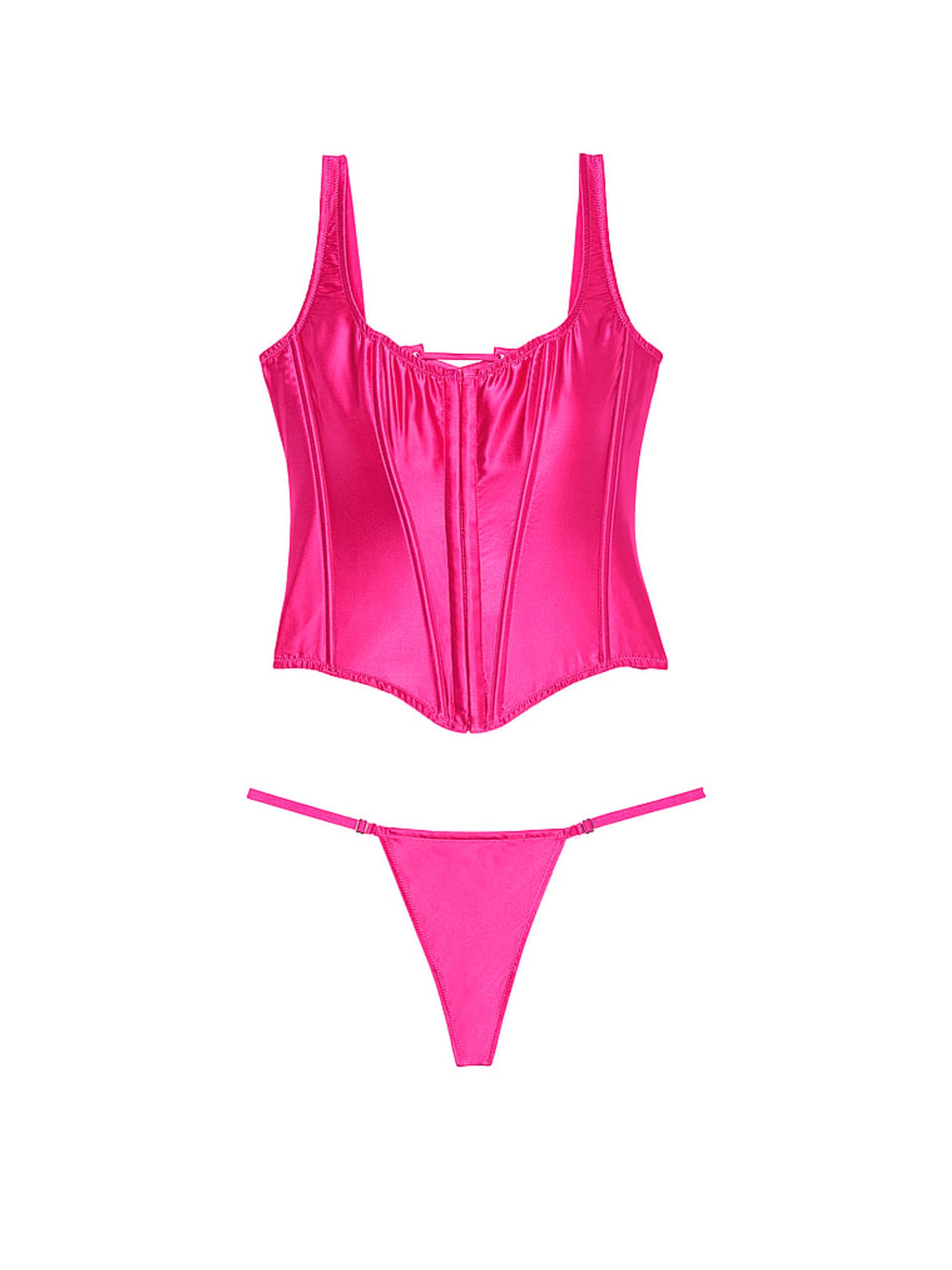 Forever Pink Archive Satin Corset and Knicker Set - Image 3 of 3