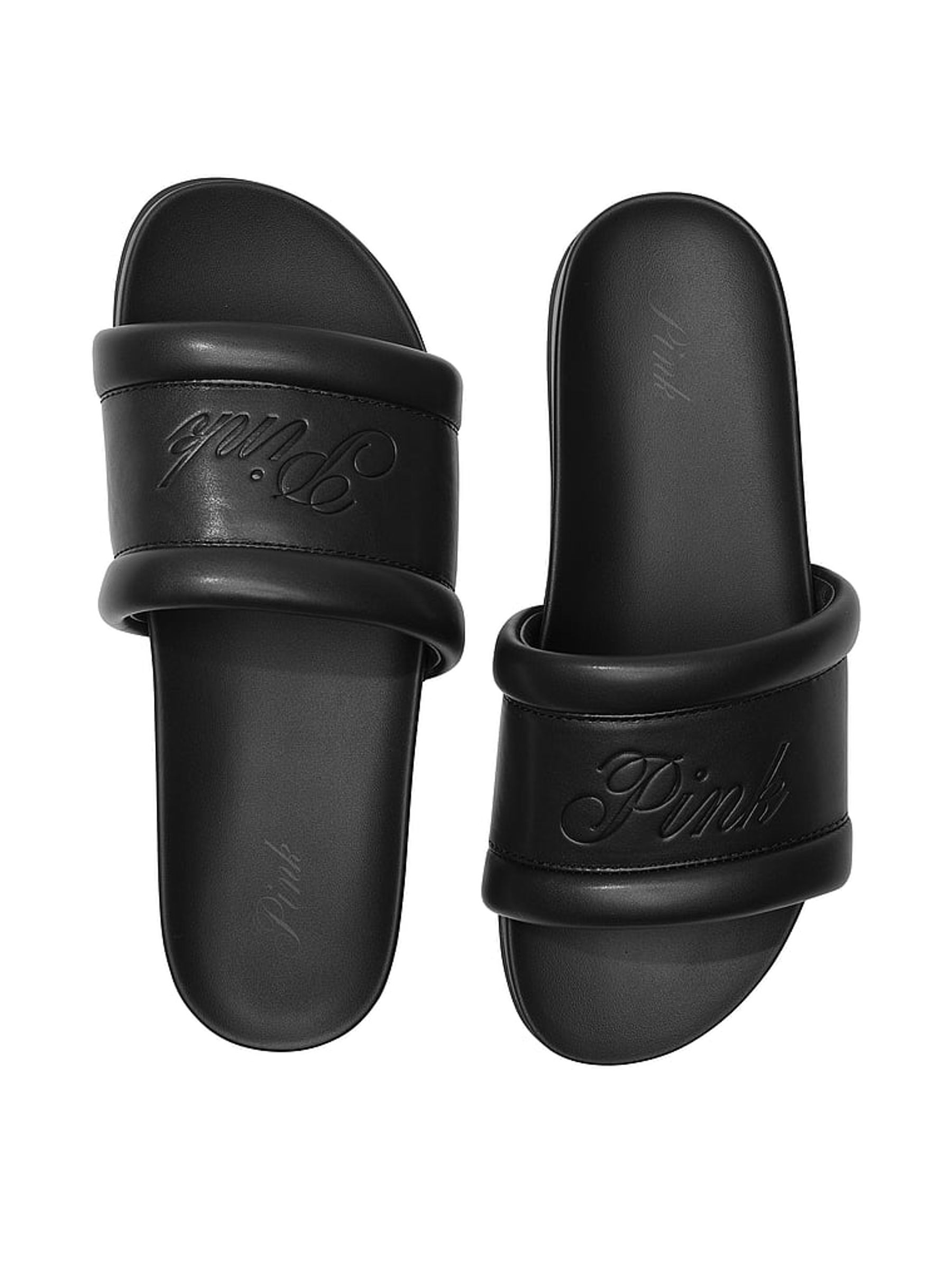 Pure Black Single Strap Slide Sandal - Image 2 of 2