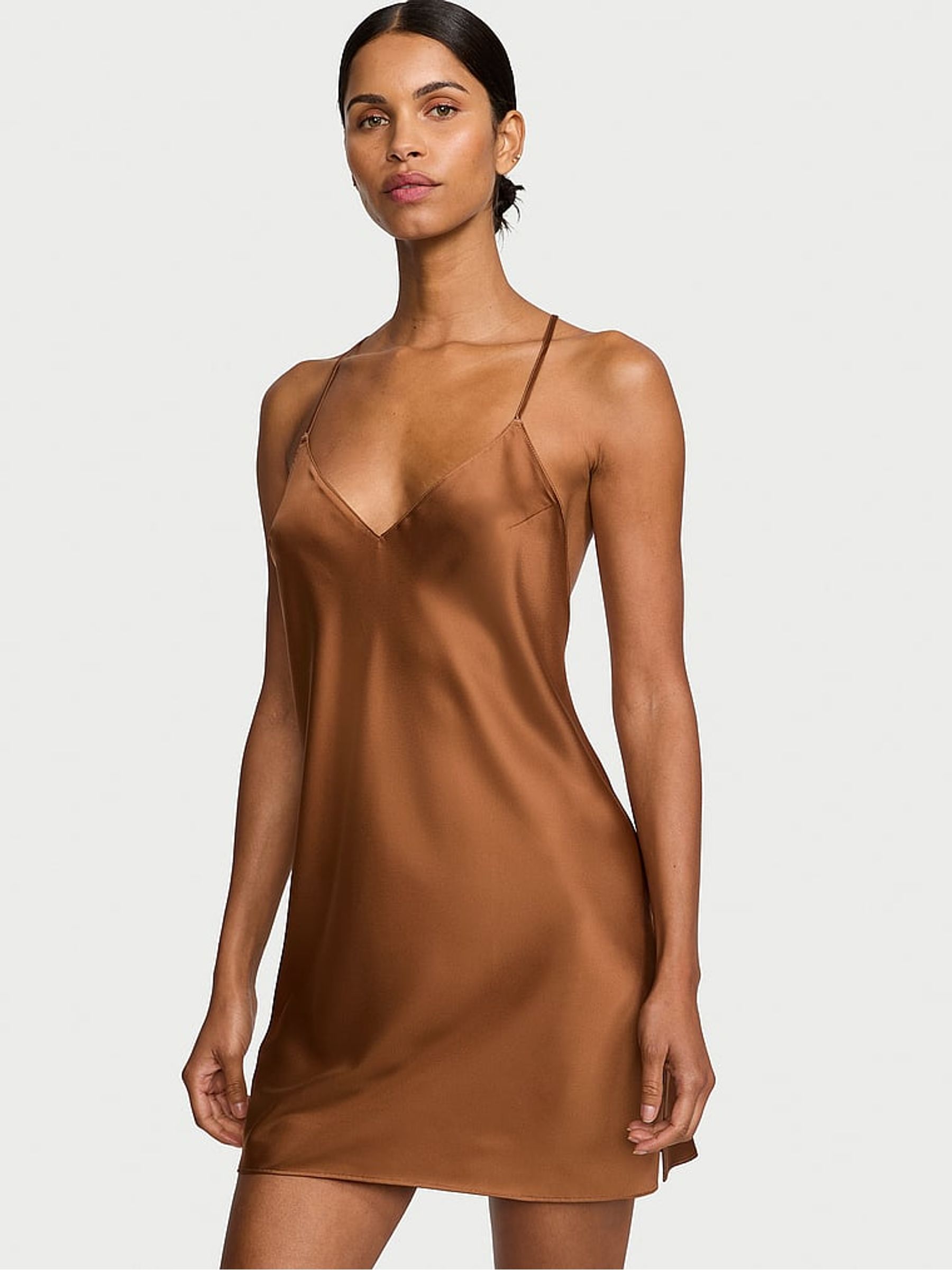 Caramel Brown Satin Open Back Slip | Victorias Secret UK
