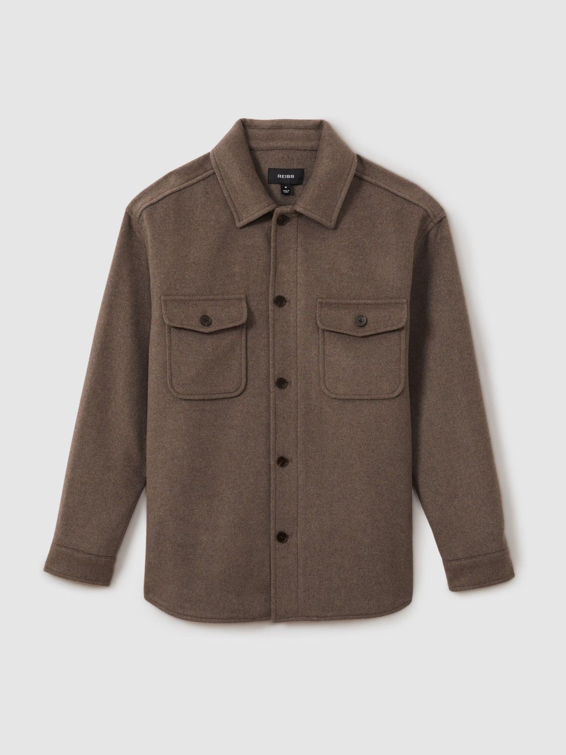 Wool-Blend Melton Overshirt in Light Brown - Image 2 of 6