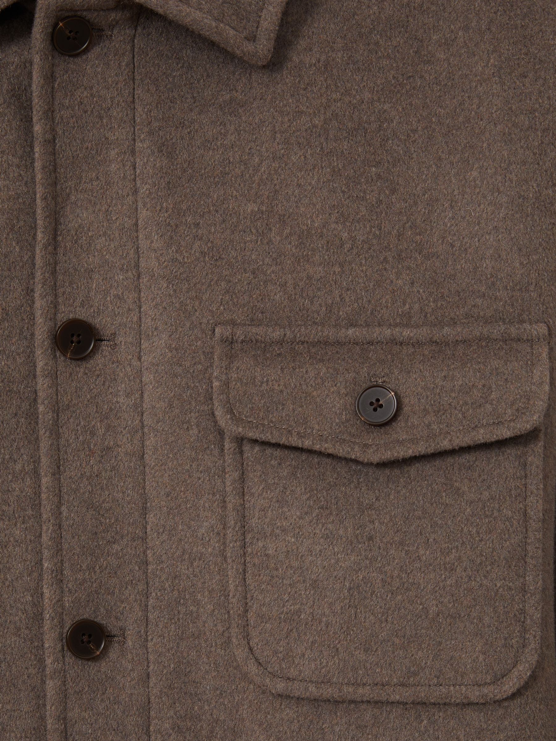 Wool-Blend Melton Overshirt in Light Brown - Image 6 of 6