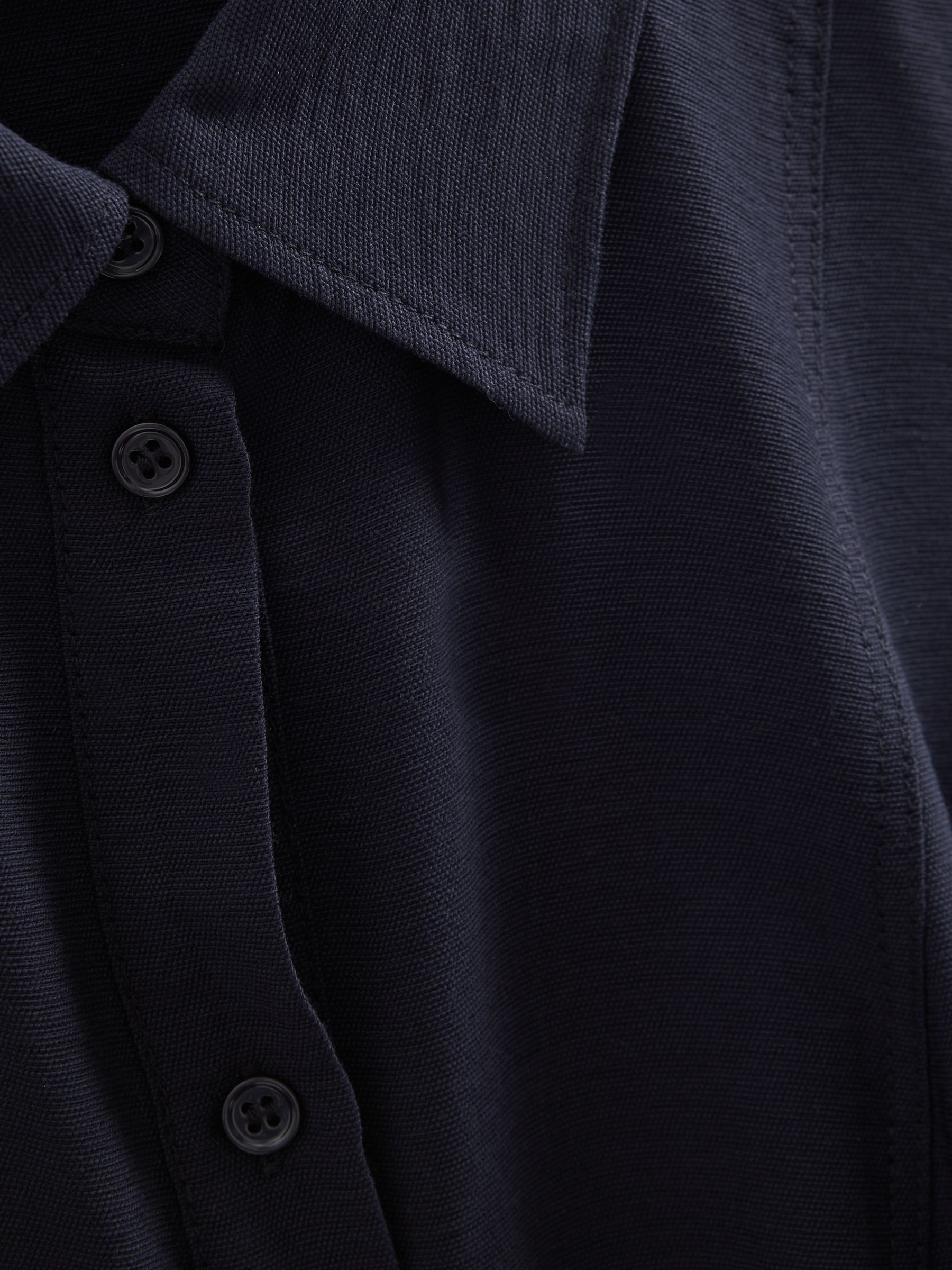 Petite Viscose Blend Belted Shirt Dress in Navy - Image 6 of 7