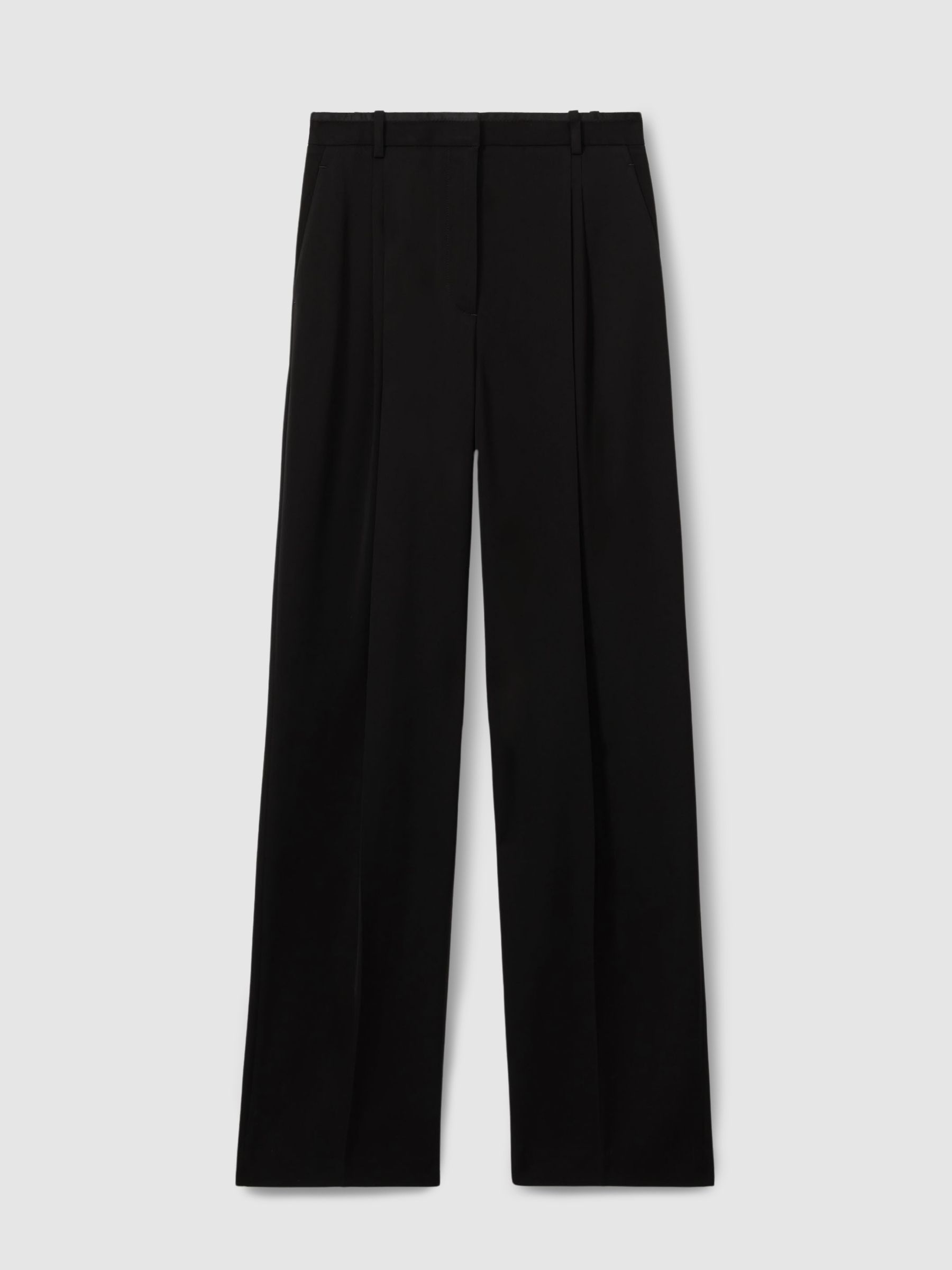 Petite Double Pleat Wide Leg Tux Trousers in Black - Image 2 of 7