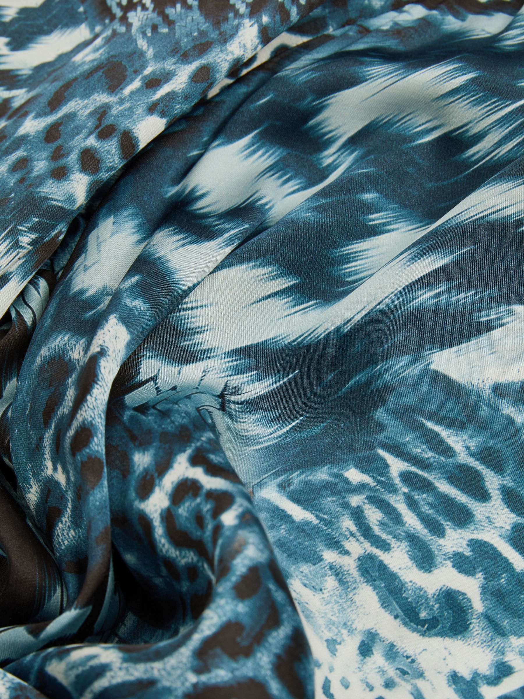 【海外限定】REISSワンピース☆Ester Ester Teal Printed Belted Reiss Ester Teal Printed Belted Tie Neck Mini Dress | REISS