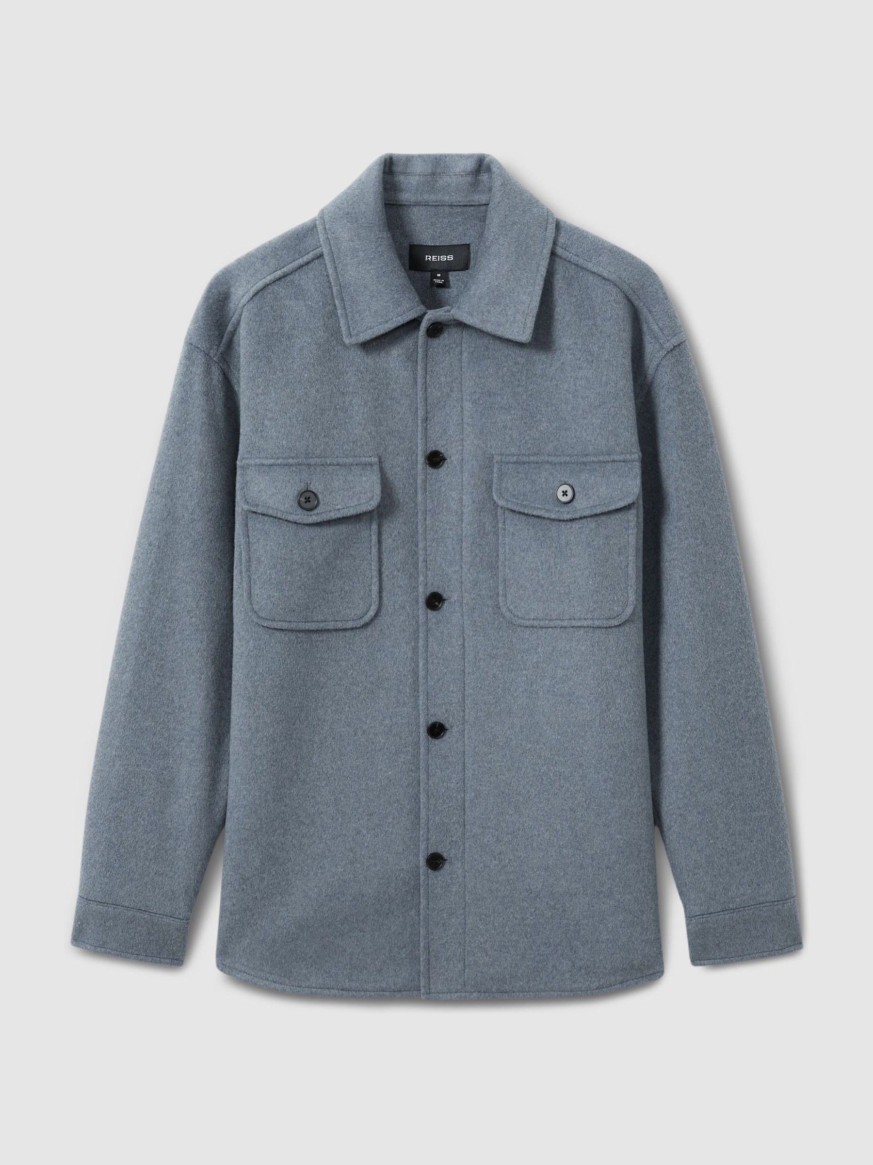 Wool-Blend Melton Overshirt in Airforce Blue - Image 2 of 6