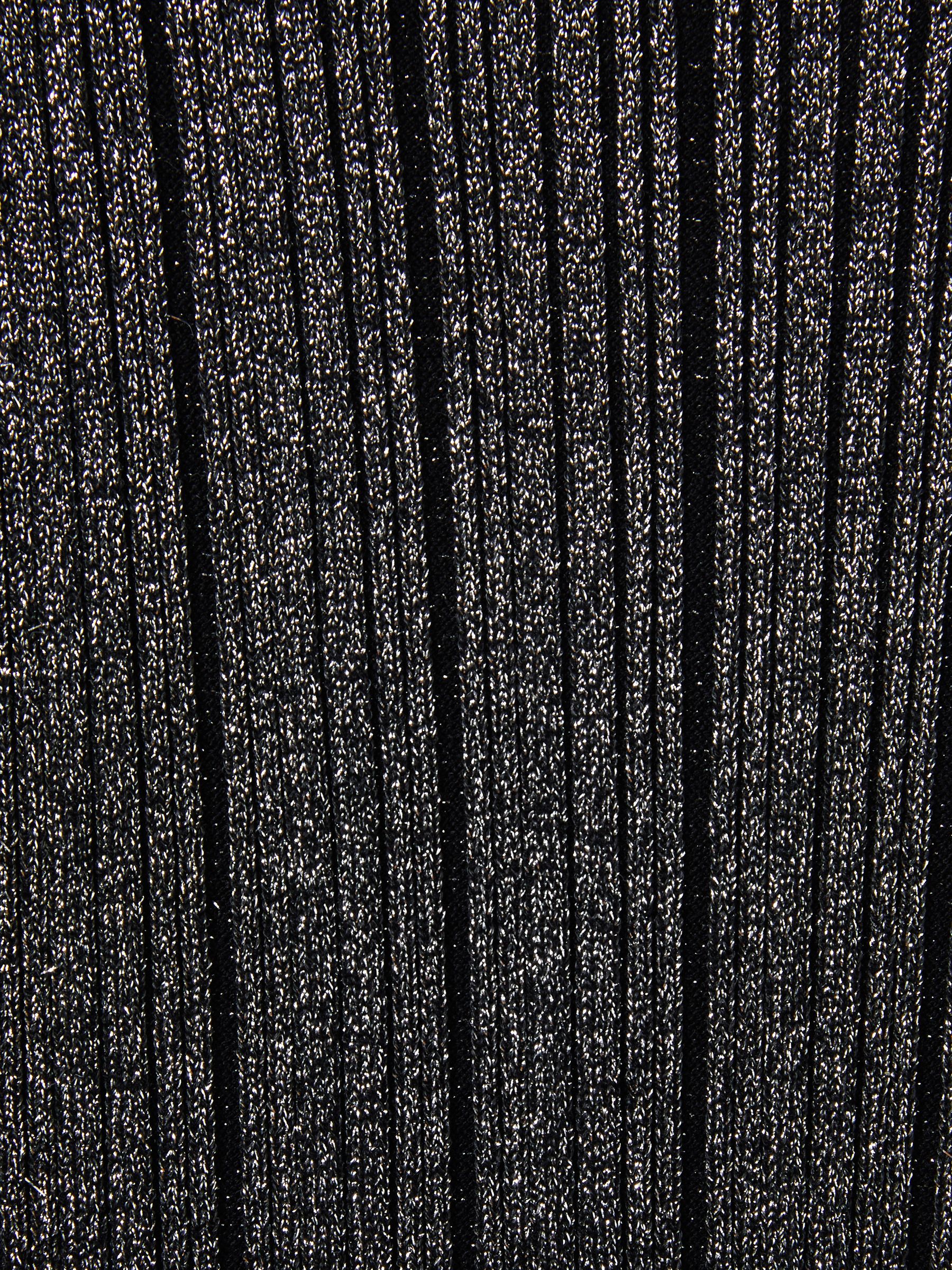 9-13 yrs Metallic Ribbed Asymmetric Dress in Black - Image 4 of 4