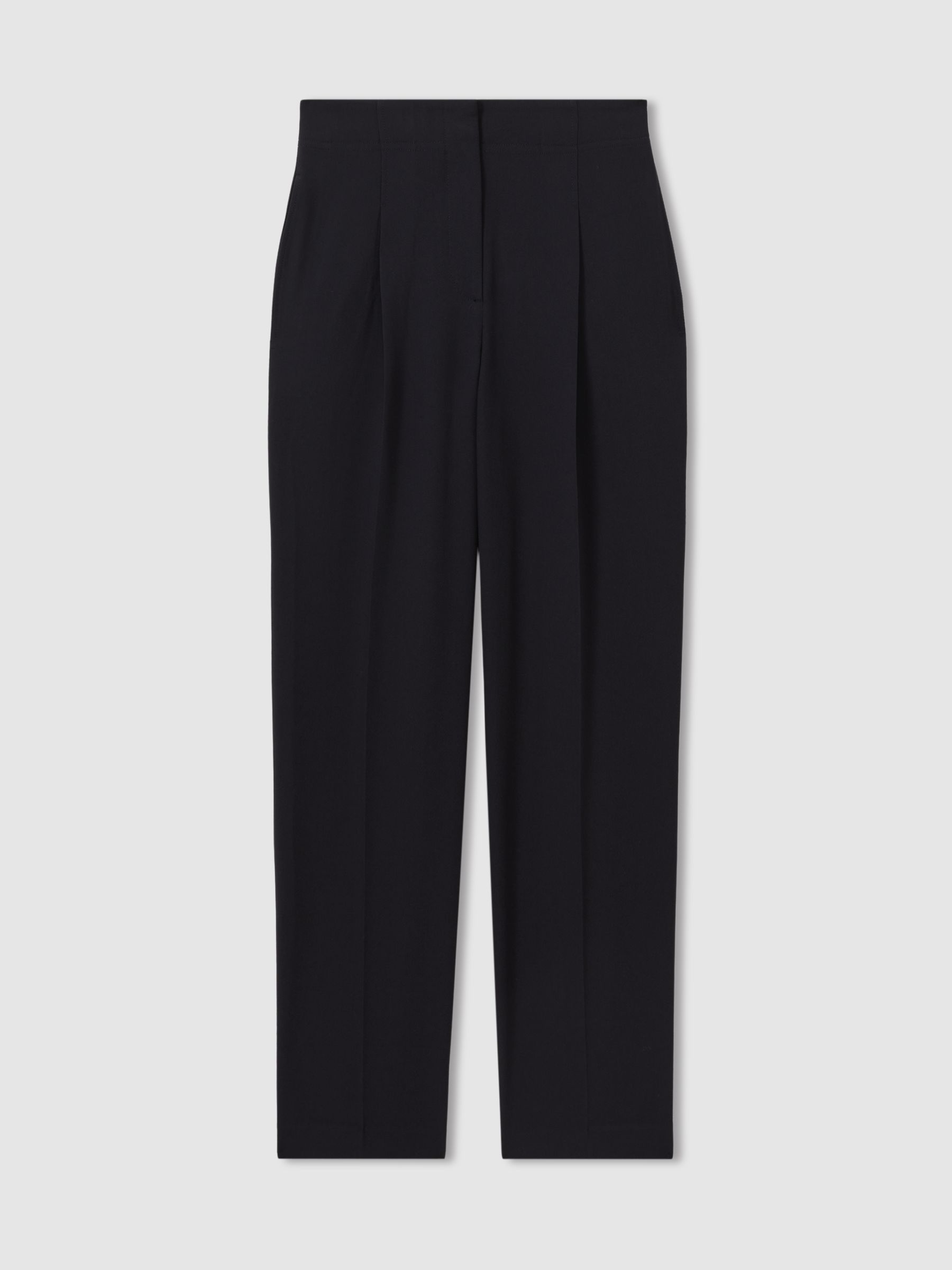 Petite Front Pleat Tapered Trousers in Navy - Image 2 of 7