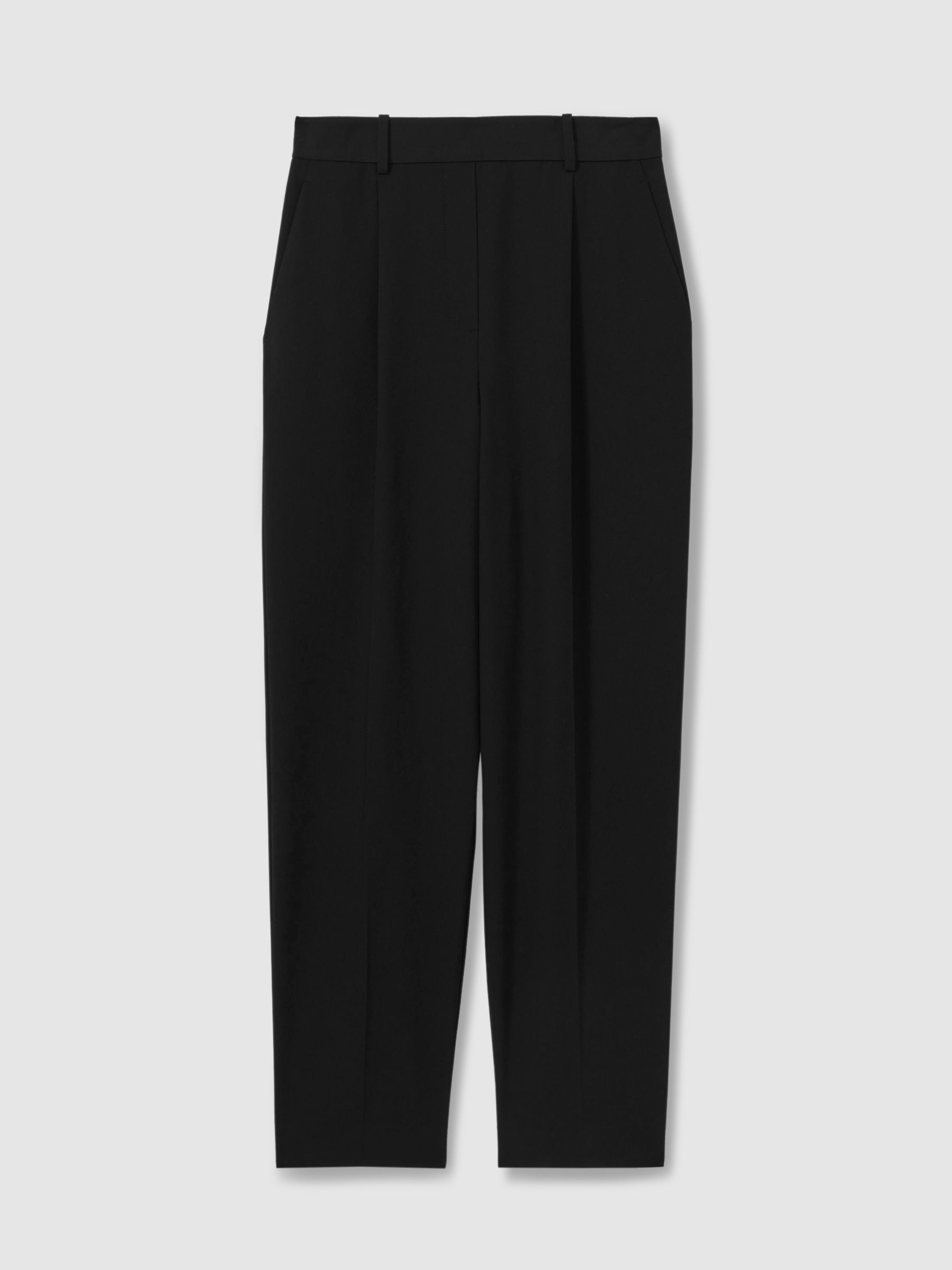 Front Pleat Tapered Trousers in Black - Image 2 of 6