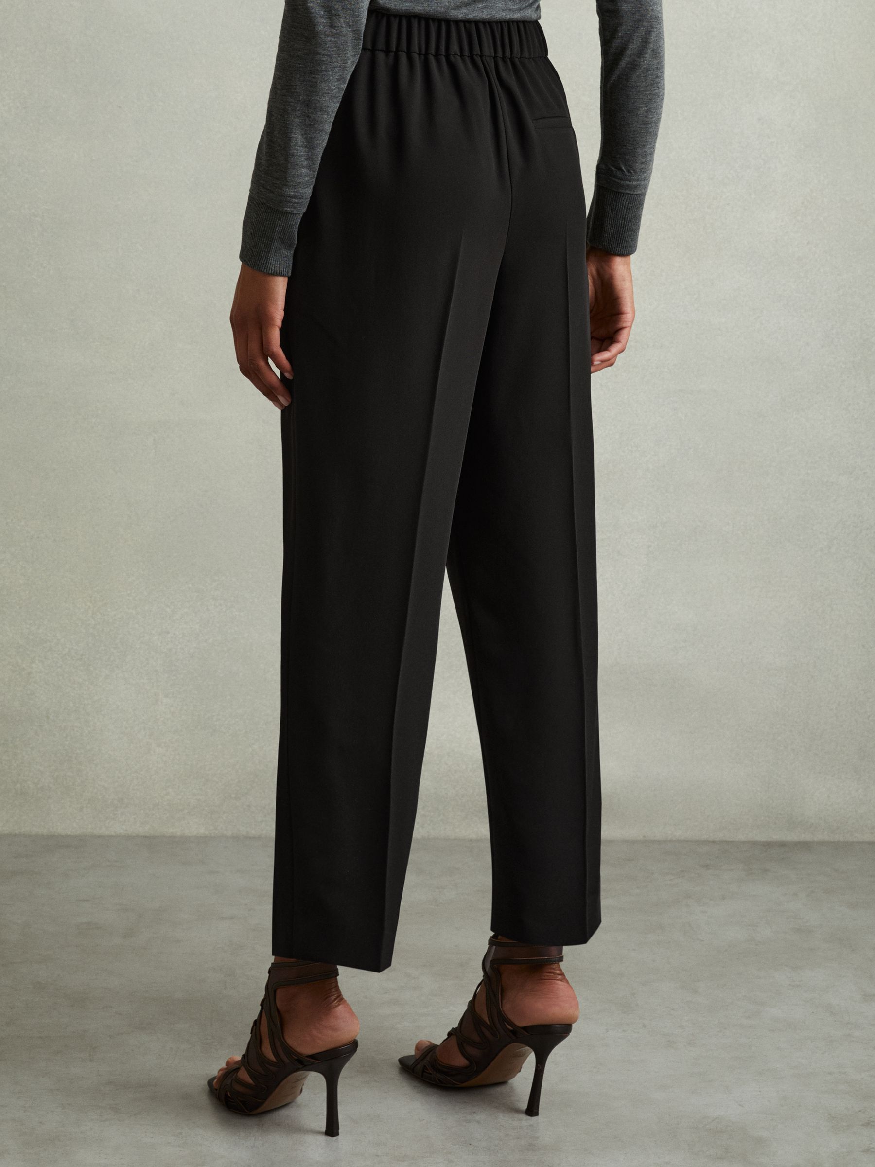 Front Pleat Tapered Trousers in Black - Image 4 of 6
