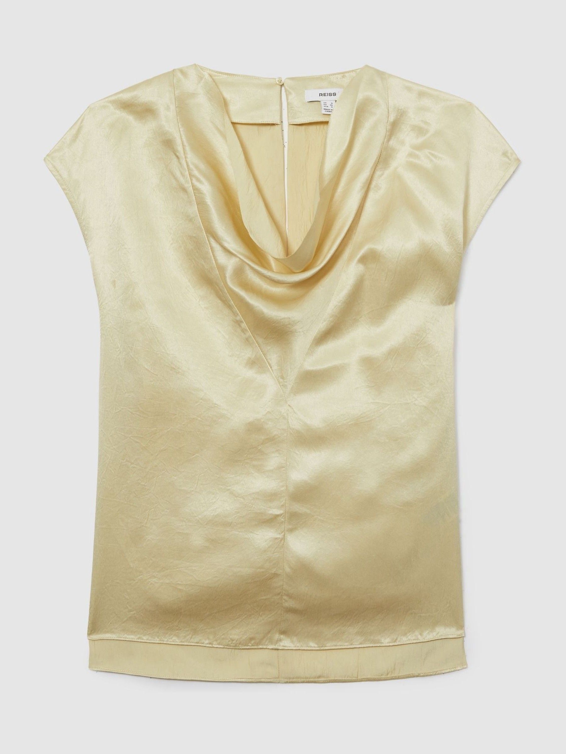 Satin Cowl-Neck Top in Cream - Image 2 of 6