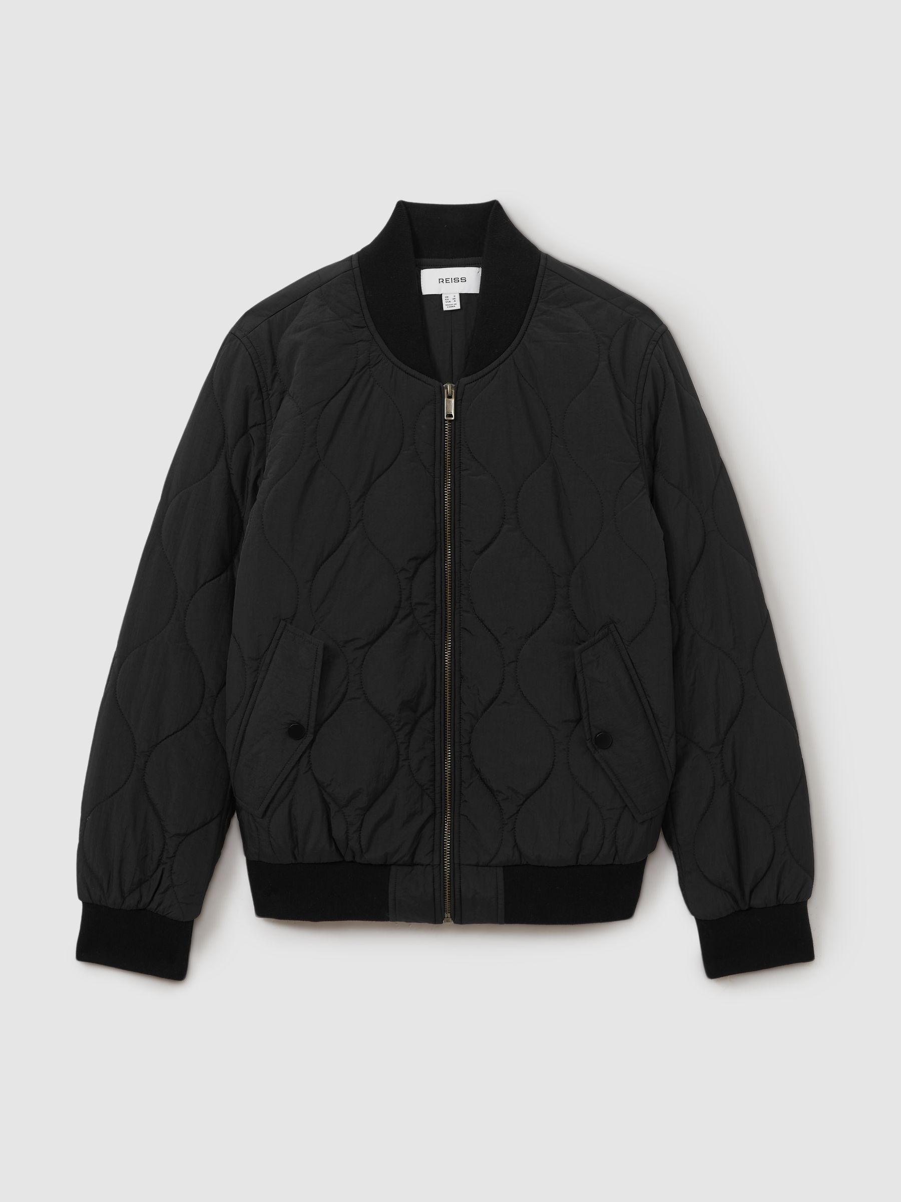 Quilted Bomber Jacket in Black - Image 2 of 5