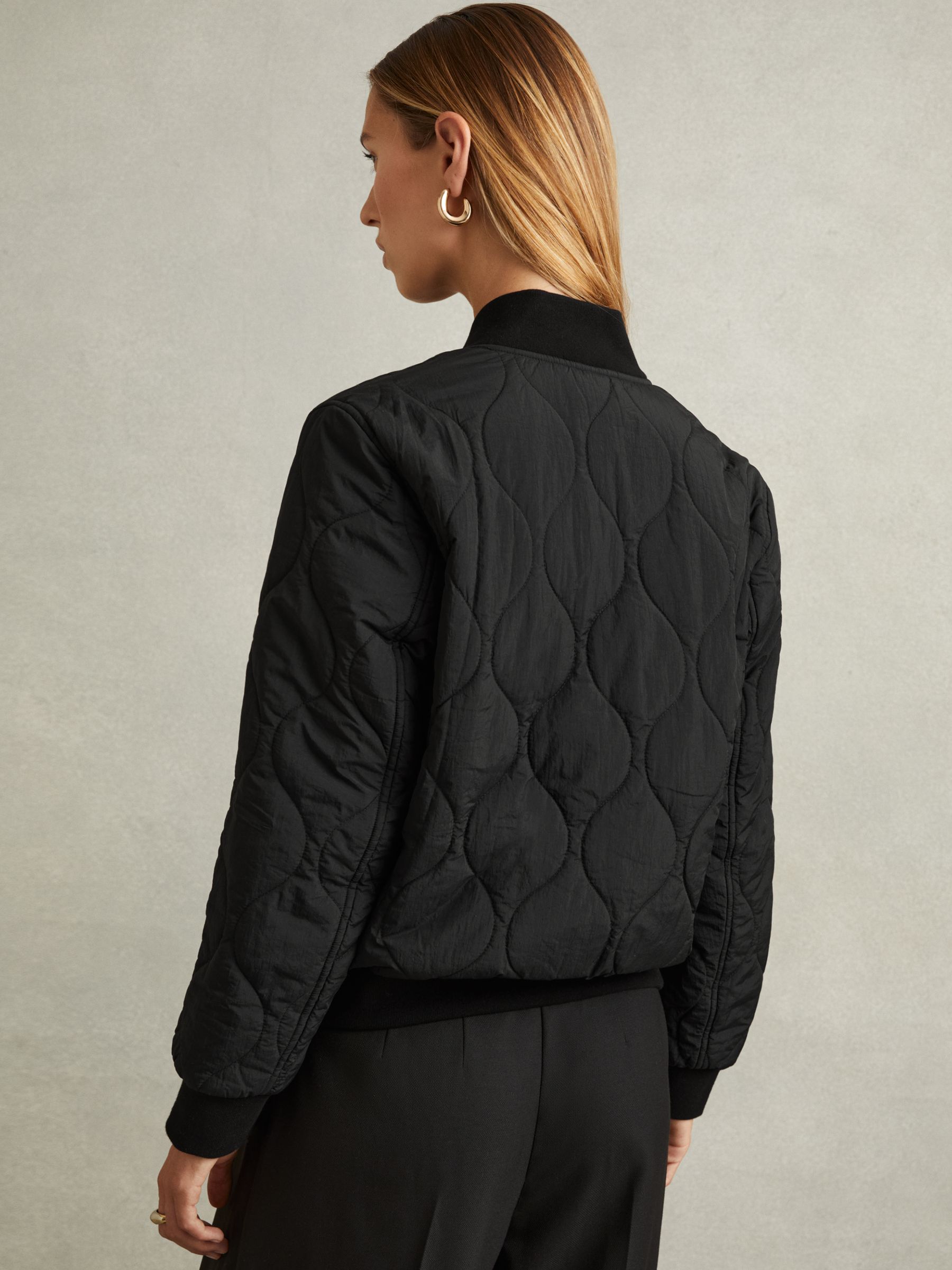 Quilted Bomber Jacket in Black - Image 4 of 5
