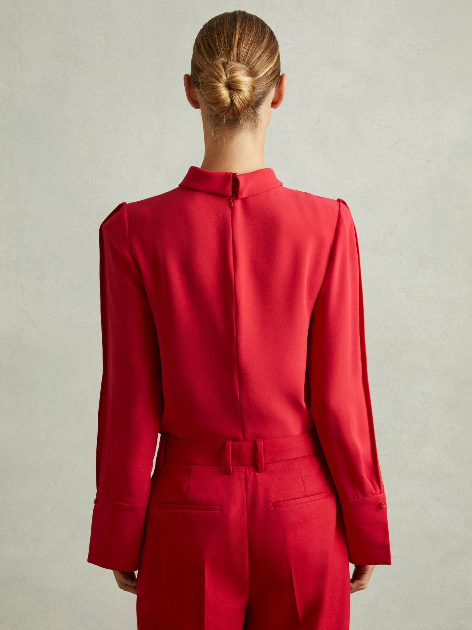 Removable Shoulder Pad Blouse in Red - Image 4 of 6
