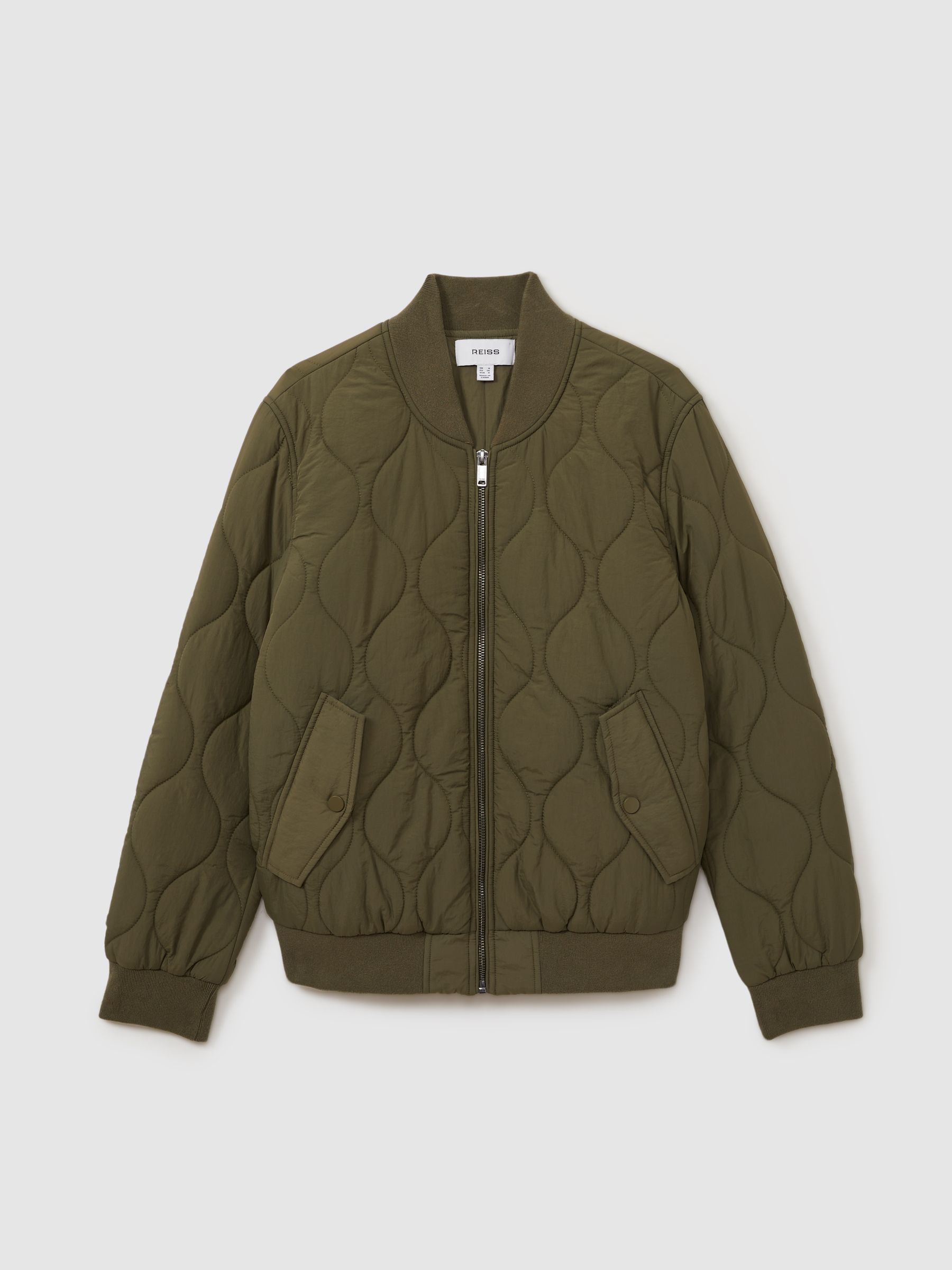 Quilted Bomber Jacket in Khaki - Image 2 of 5