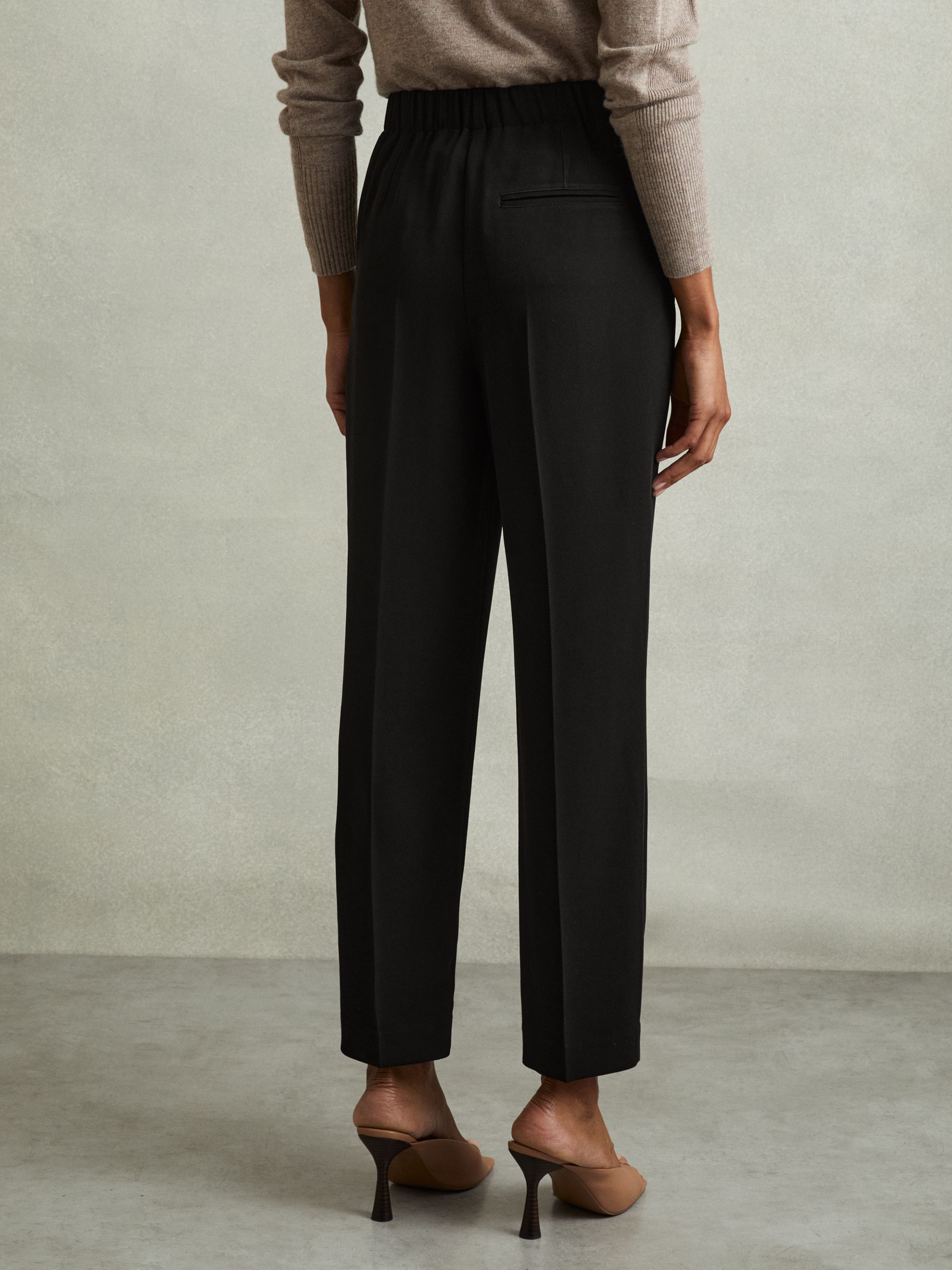 Petite Front Pleat Tapered Trousers in Black - Image 5 of 7