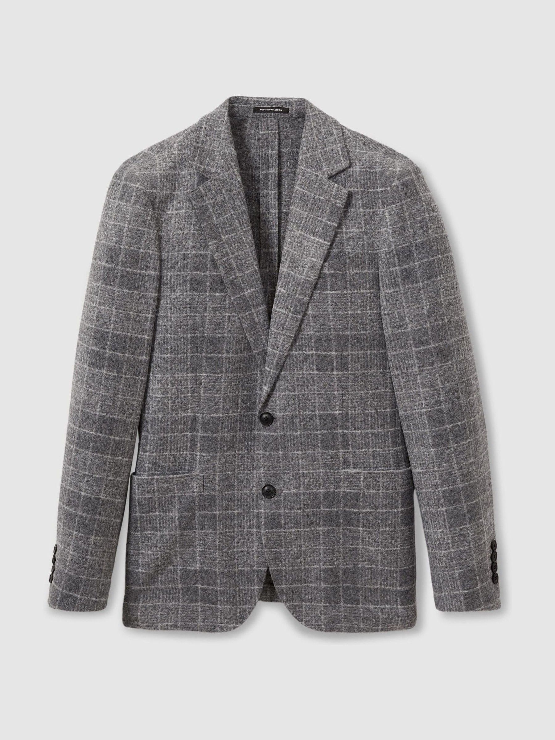Checked Single Breasted Blazer with Wool in Grey - Image 2 of 6