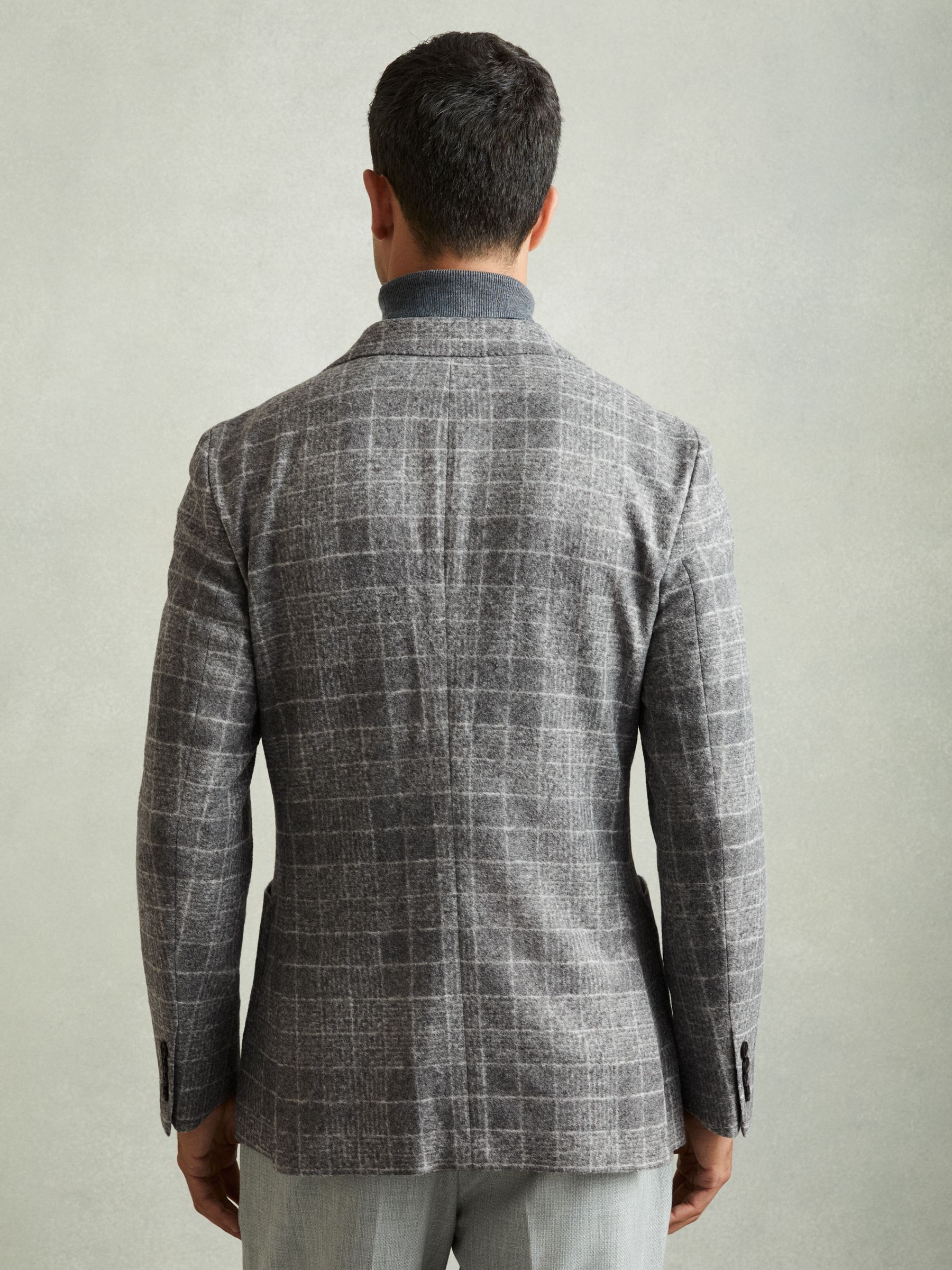 Checked Single Breasted Blazer with Wool in Grey - Image 5 of 6