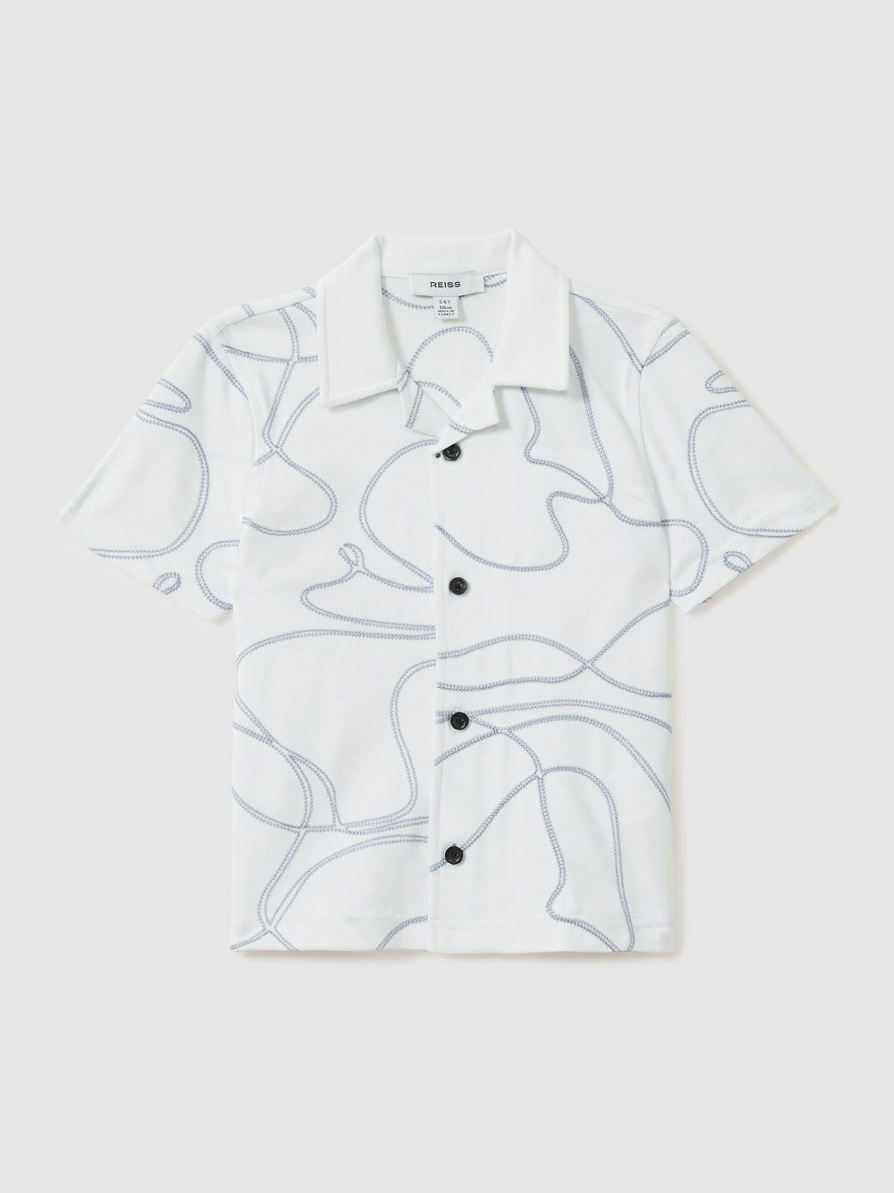 Cotton Jersey Embroidered Shirt in White - Image 2 of 4