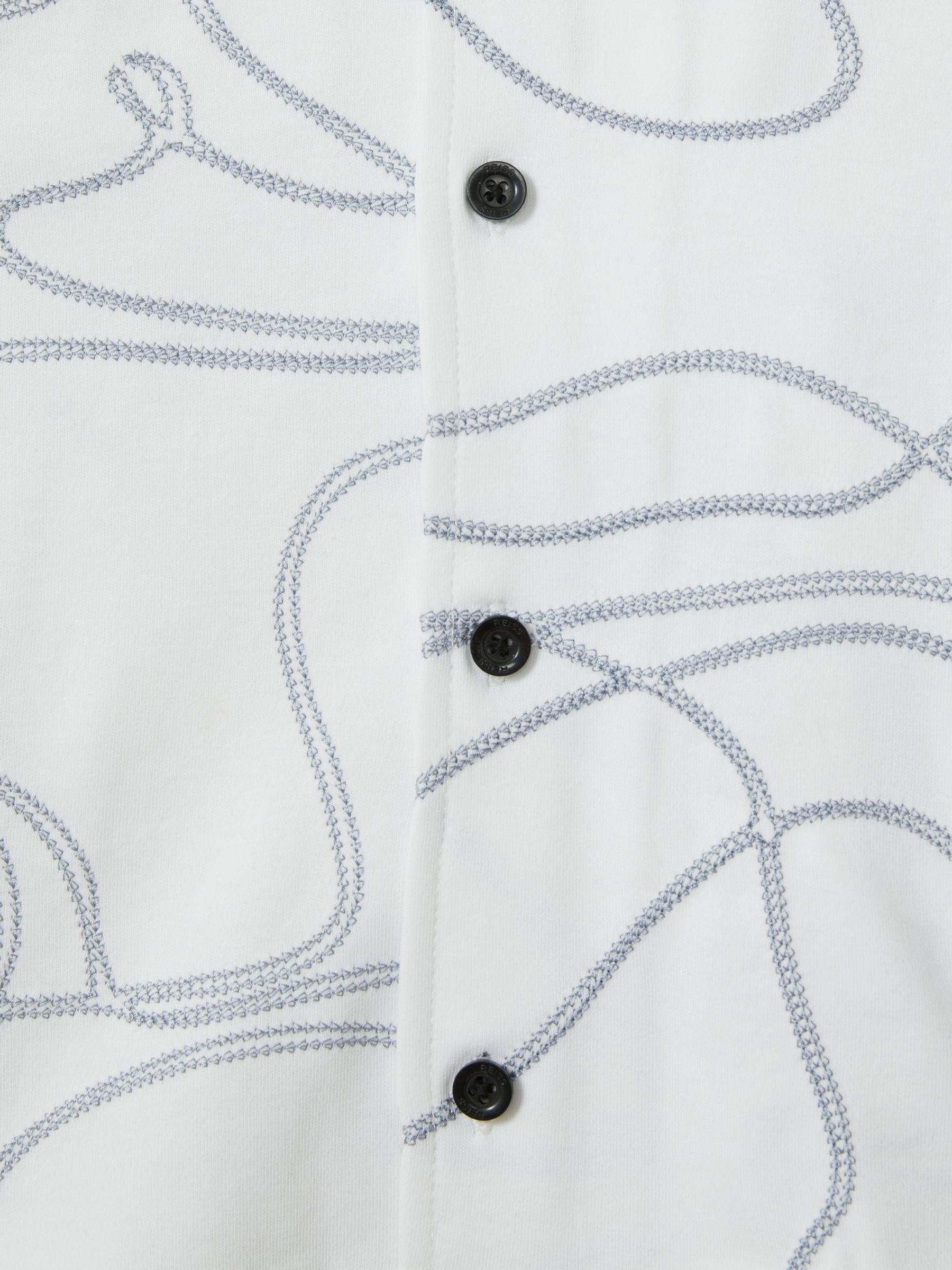 Cotton Jersey Embroidered Shirt in White - Image 4 of 4