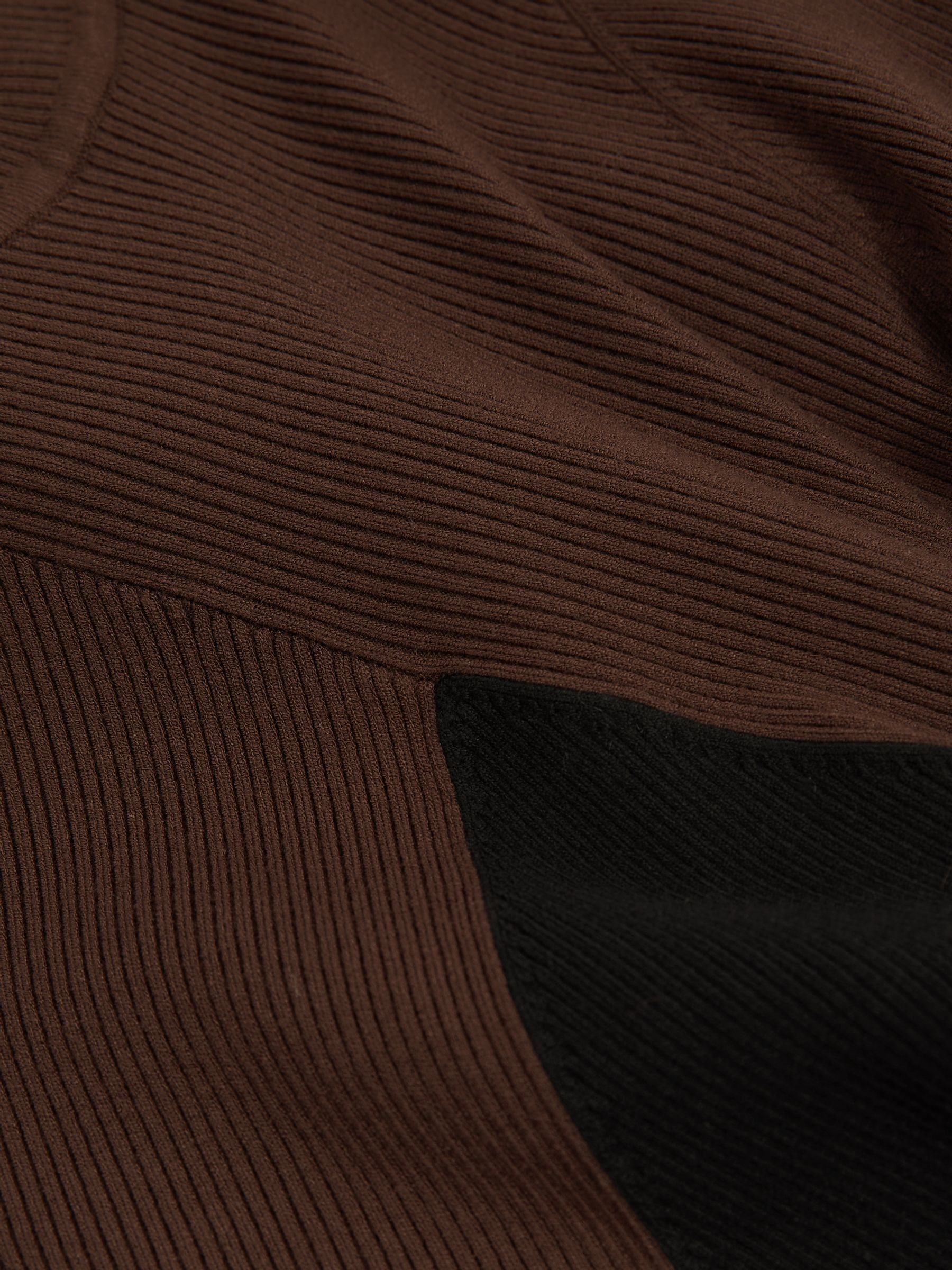 Petite Colourblock Ribbed Midi Dress in Chocolate/Black - Image 5 of 6