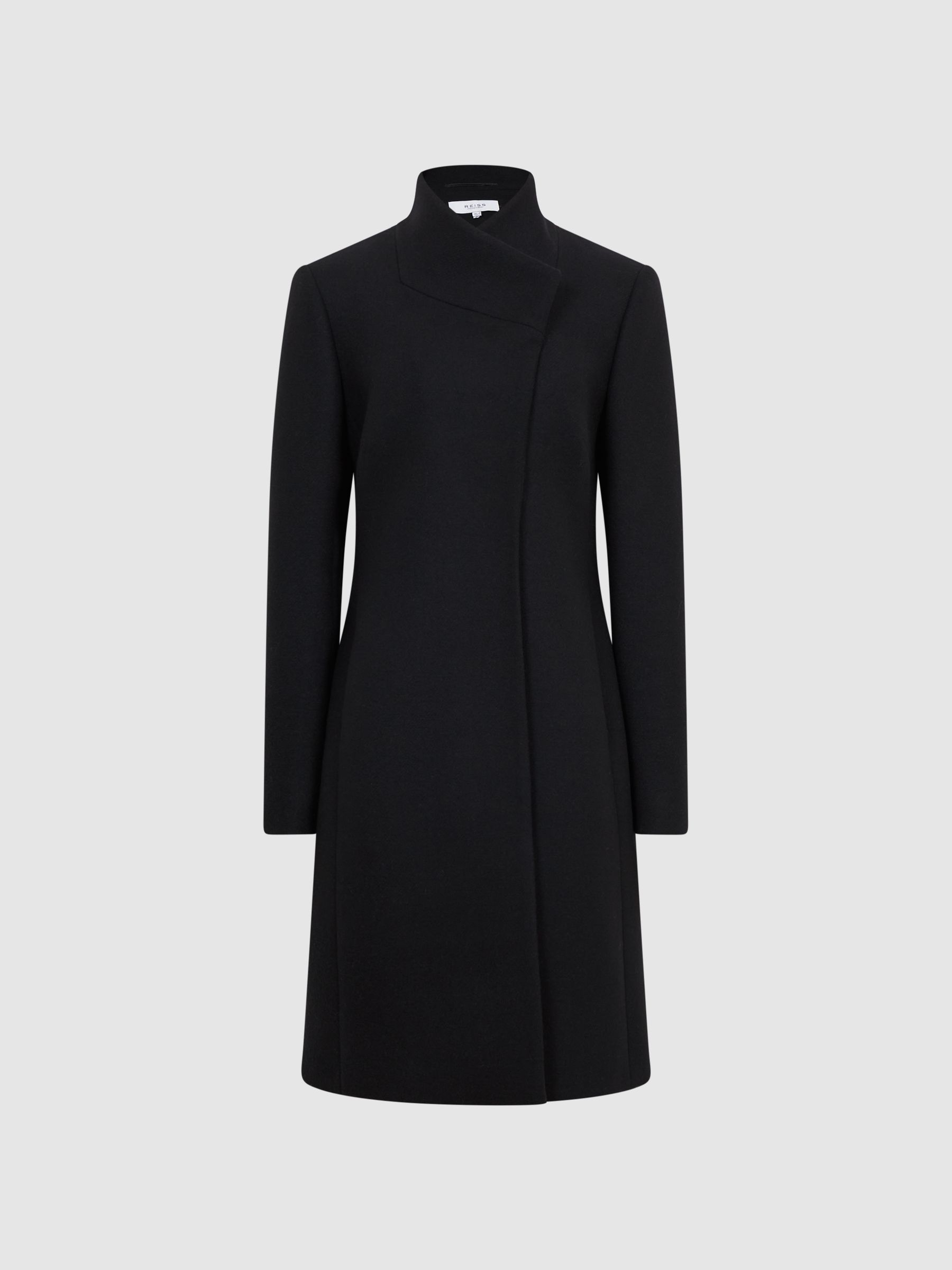 Wool-Blend Mid-Length Coat in Black - Image 2 of 5