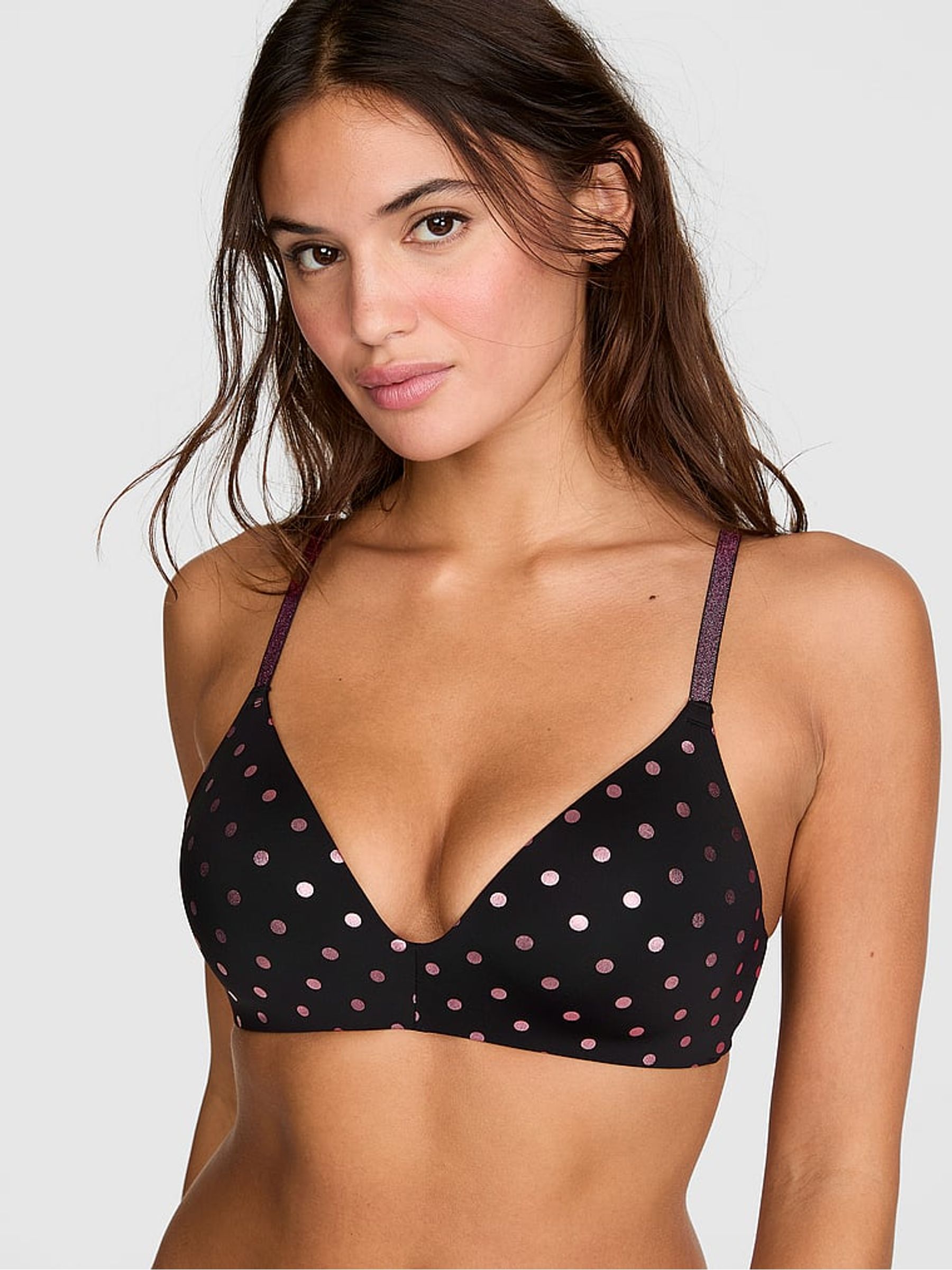 Black Foil Dots Non Wired Lightly Lined Bra - Image 1 of 2