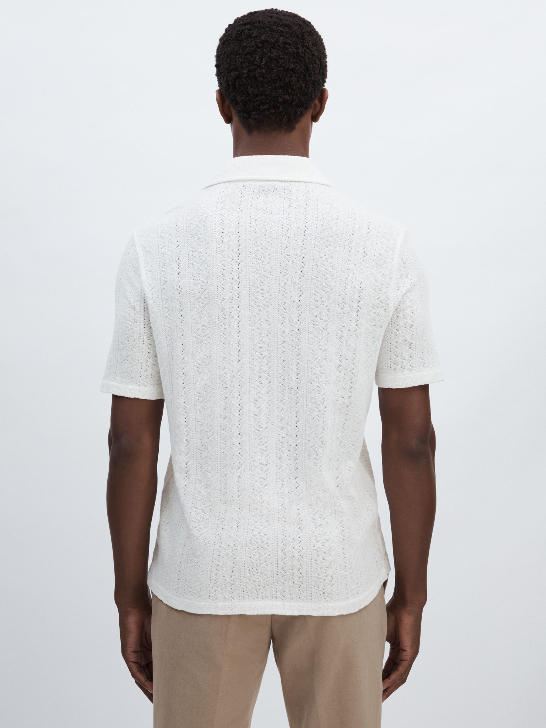 Mattis Snow White Oscar Jacobson Cotton Open-Knit Cuban Collar Shirt - Image 5 of 6