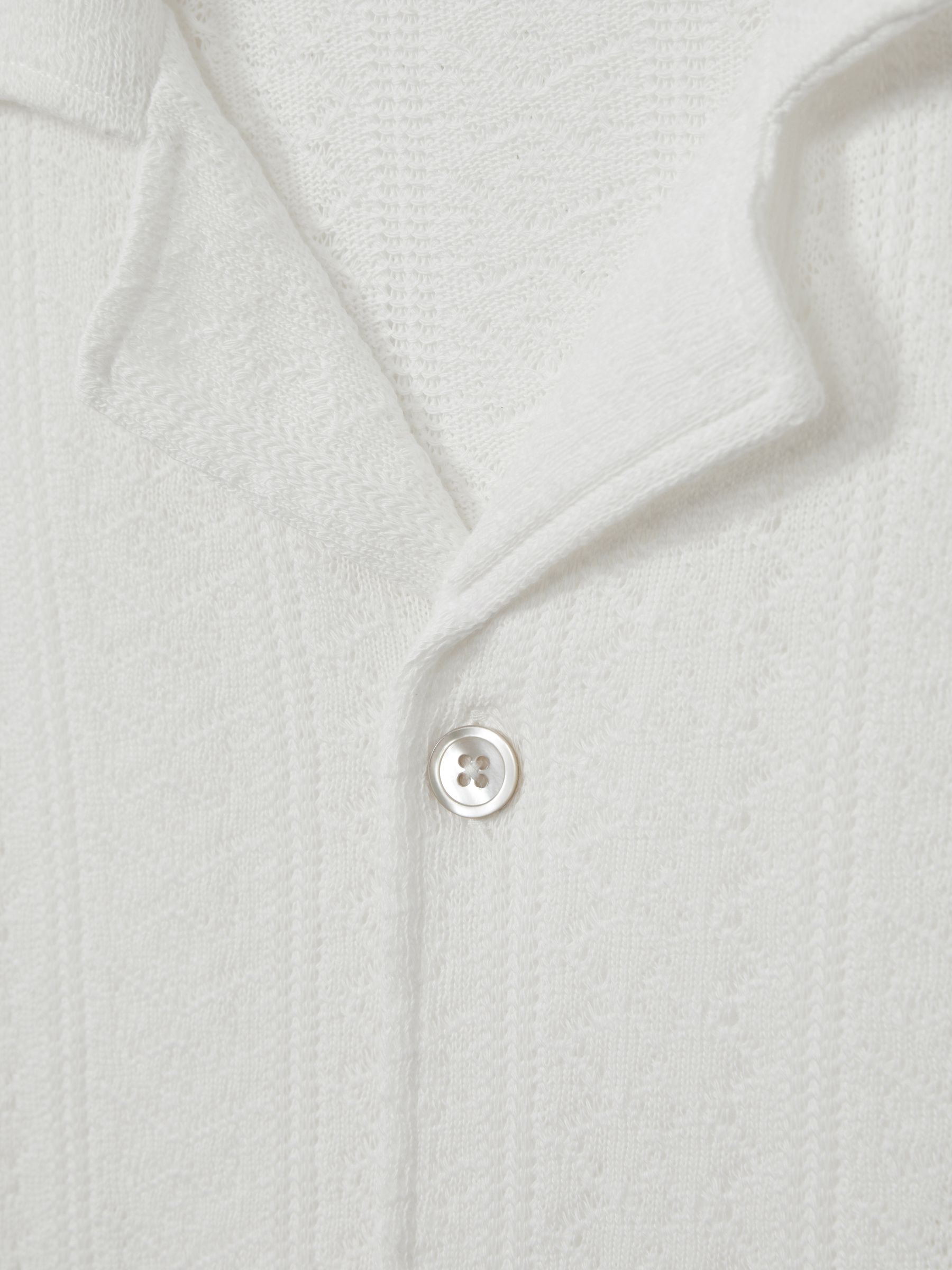 Mattis Snow White Oscar Jacobson Cotton Open-Knit Cuban Collar Shirt - Image 6 of 6