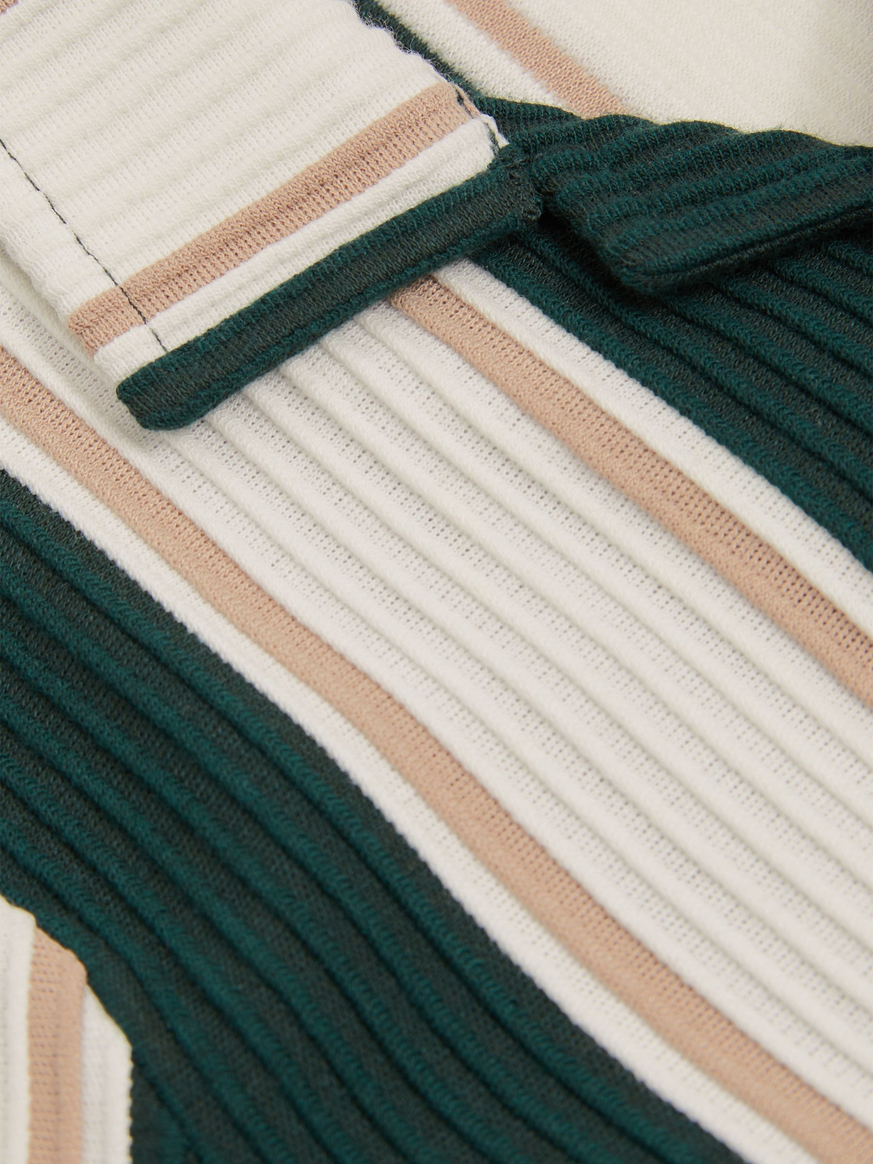 3-9 yrs Ribbed Cuban Collar Shirt in Forest Green/Off White/Soft Camel Brown - Image 3 of 4