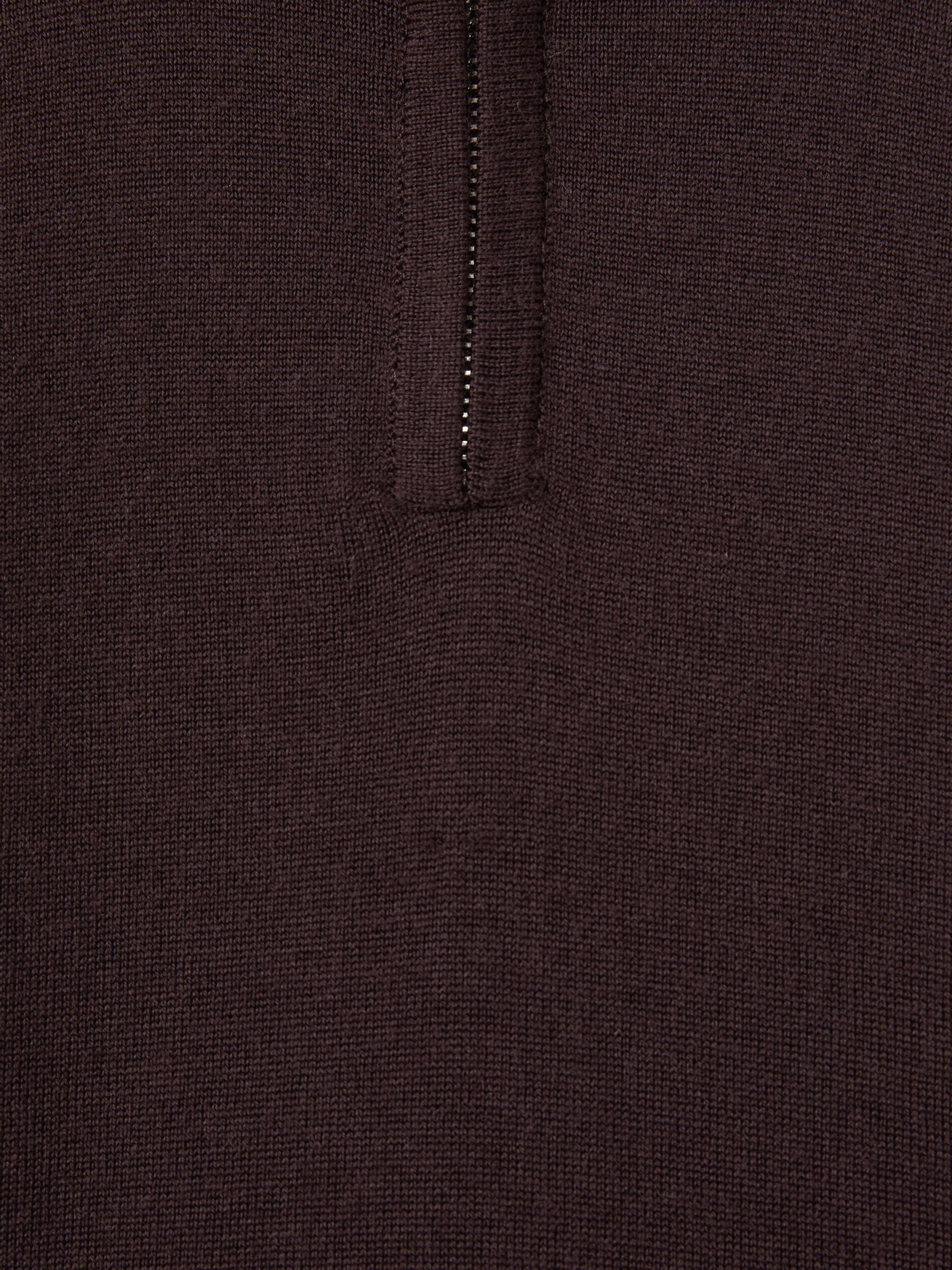 3-9 yrs Merino Wool Half-Zip Funnel Neck Jumper in Dark Bordeaux - Image 2 of 4