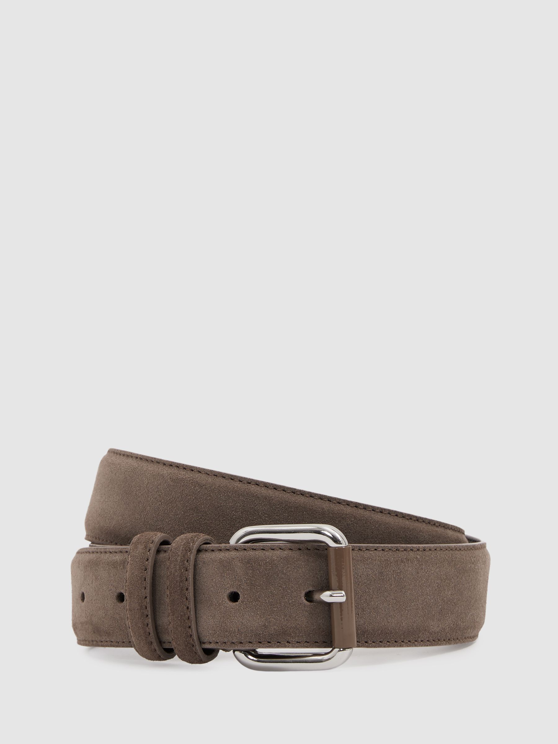 Suede Roller Bar Belt in Taupe Brown - Image 1 of 4