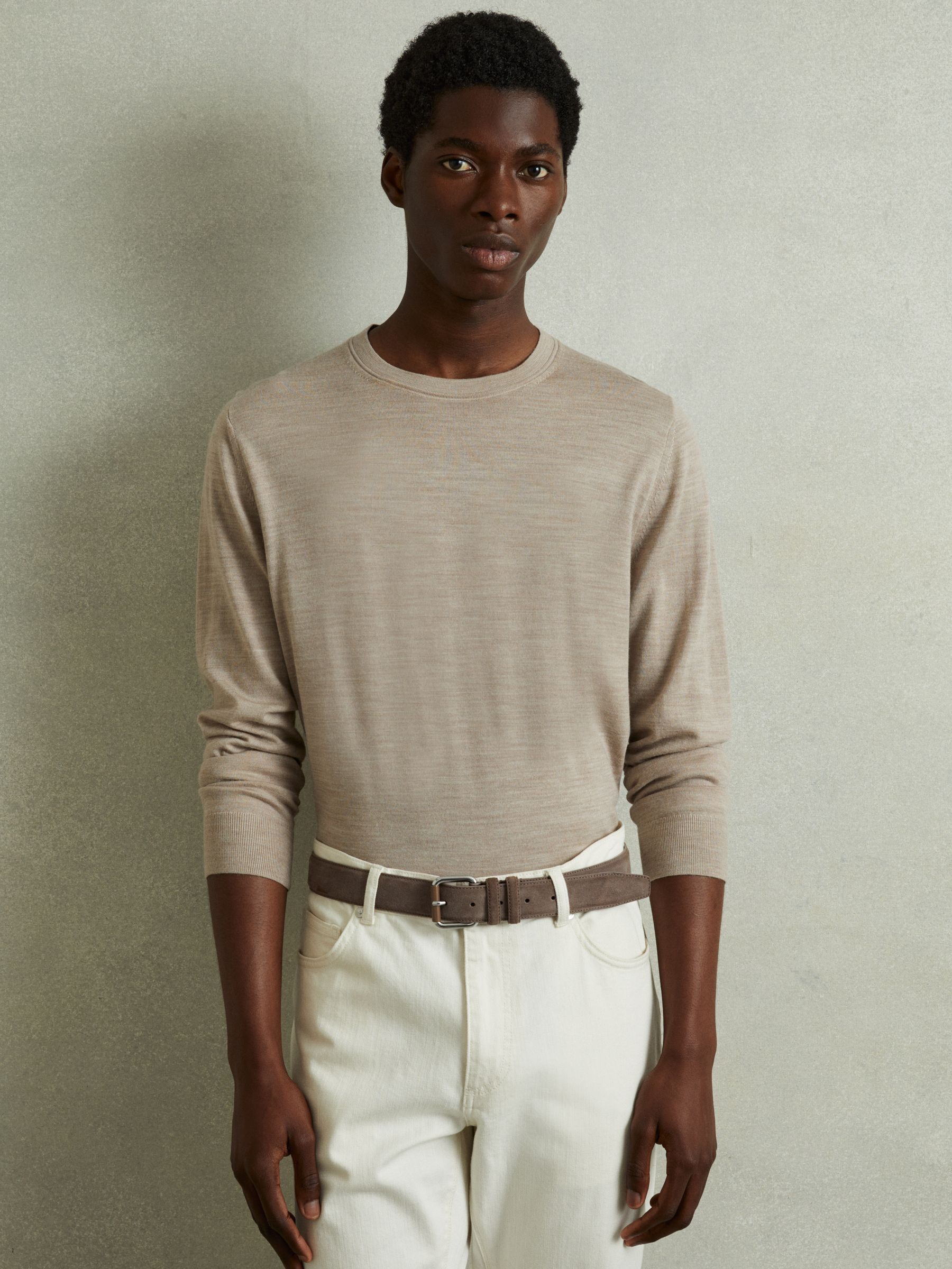 Suede Roller Bar Belt in Taupe Brown - Image 2 of 4