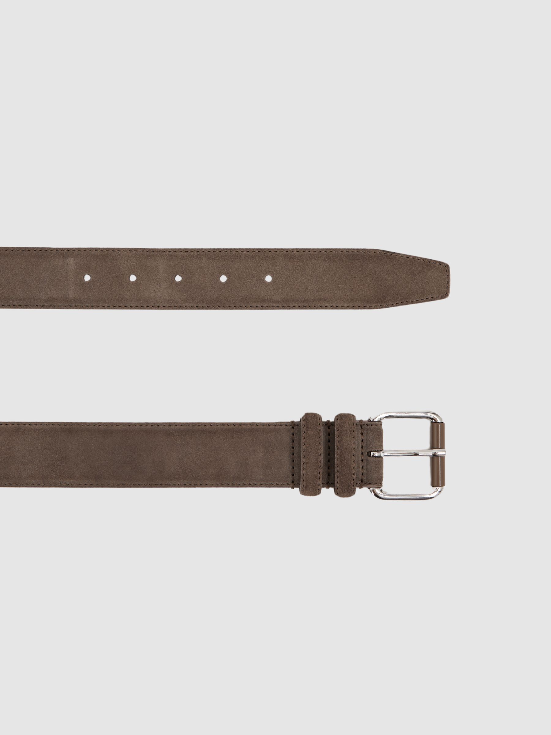 Suede Roller Bar Belt in Taupe Brown - Image 3 of 4