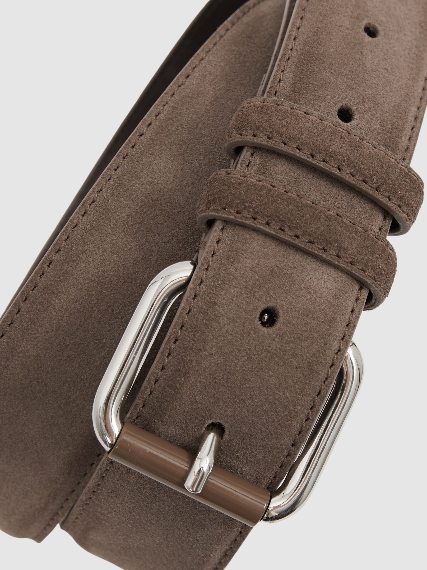 Suede Roller Bar Belt in Taupe Brown - Image 4 of 4