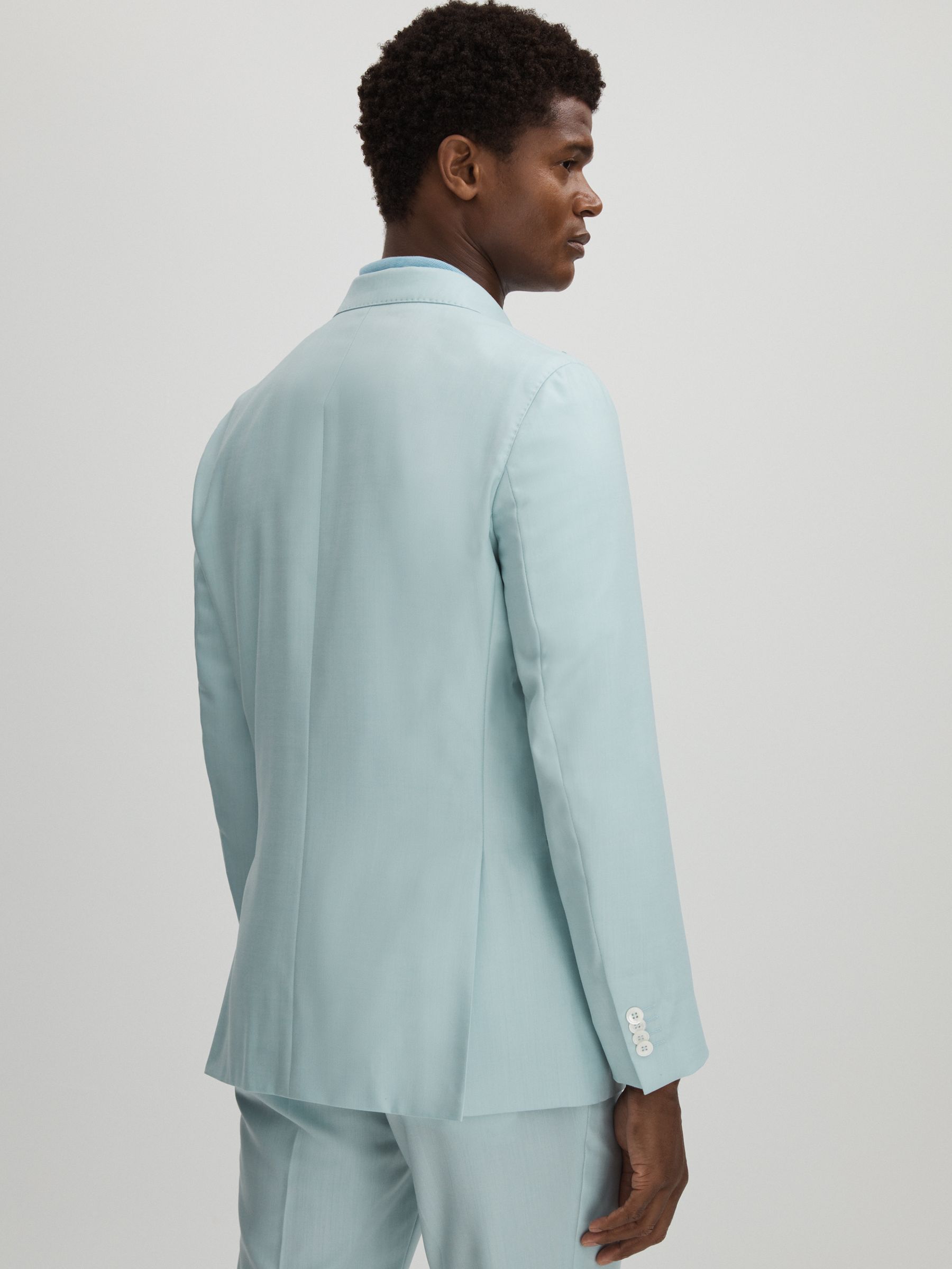 Oscar Jacobson Wool Double Breasted Blazer in Blue - Image 5 of 6
