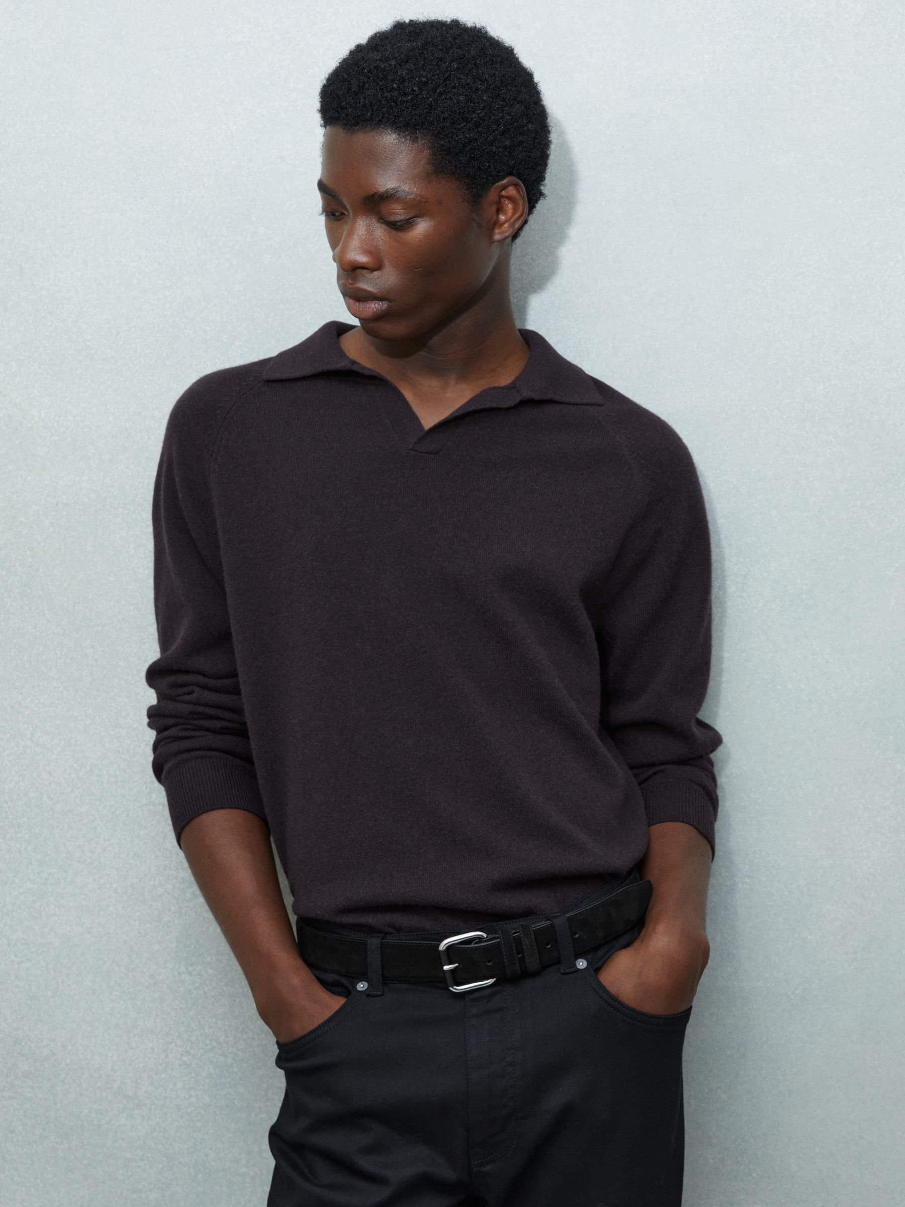 Suede Roller Bar Belt in Black - Image 2 of 4