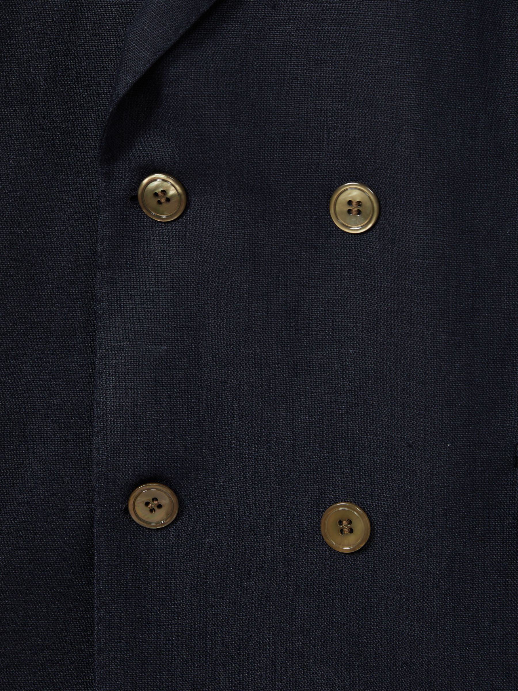 Oscar Jacobson Wool Double Breasted Blazer in Navy - Image 6 of 6