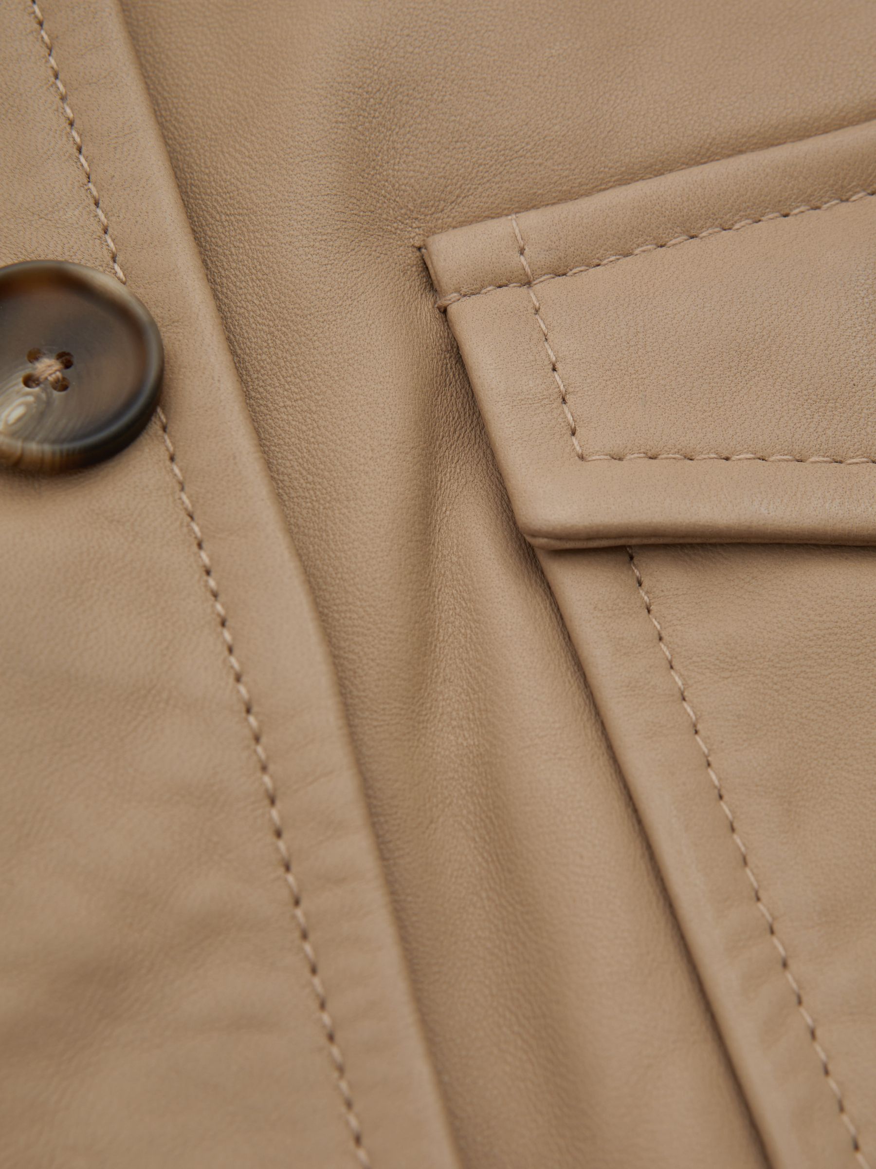 Leather Trucker Jacket in Neutral - Image 7 of 7