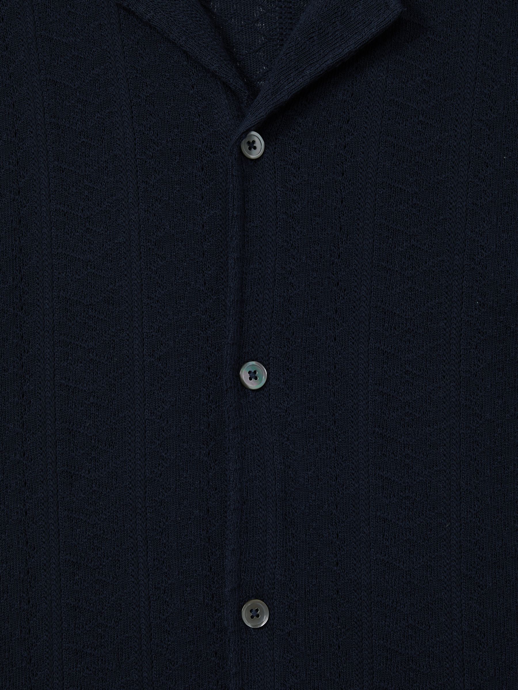 Oscar Jacobson 100% Cotton Open-Collar Polo Shirt in Navy - Image 6 of 6