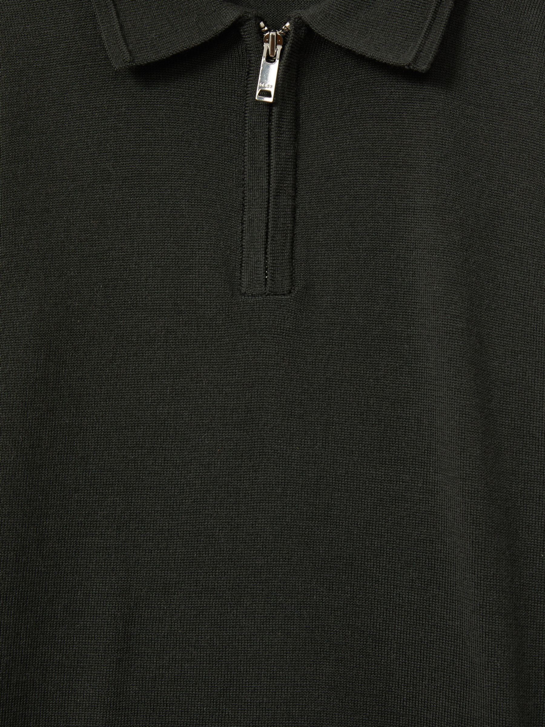 9-13 yrs Merino Wool Quarter Zip Polo Shirt in Green - Image 4 of 4