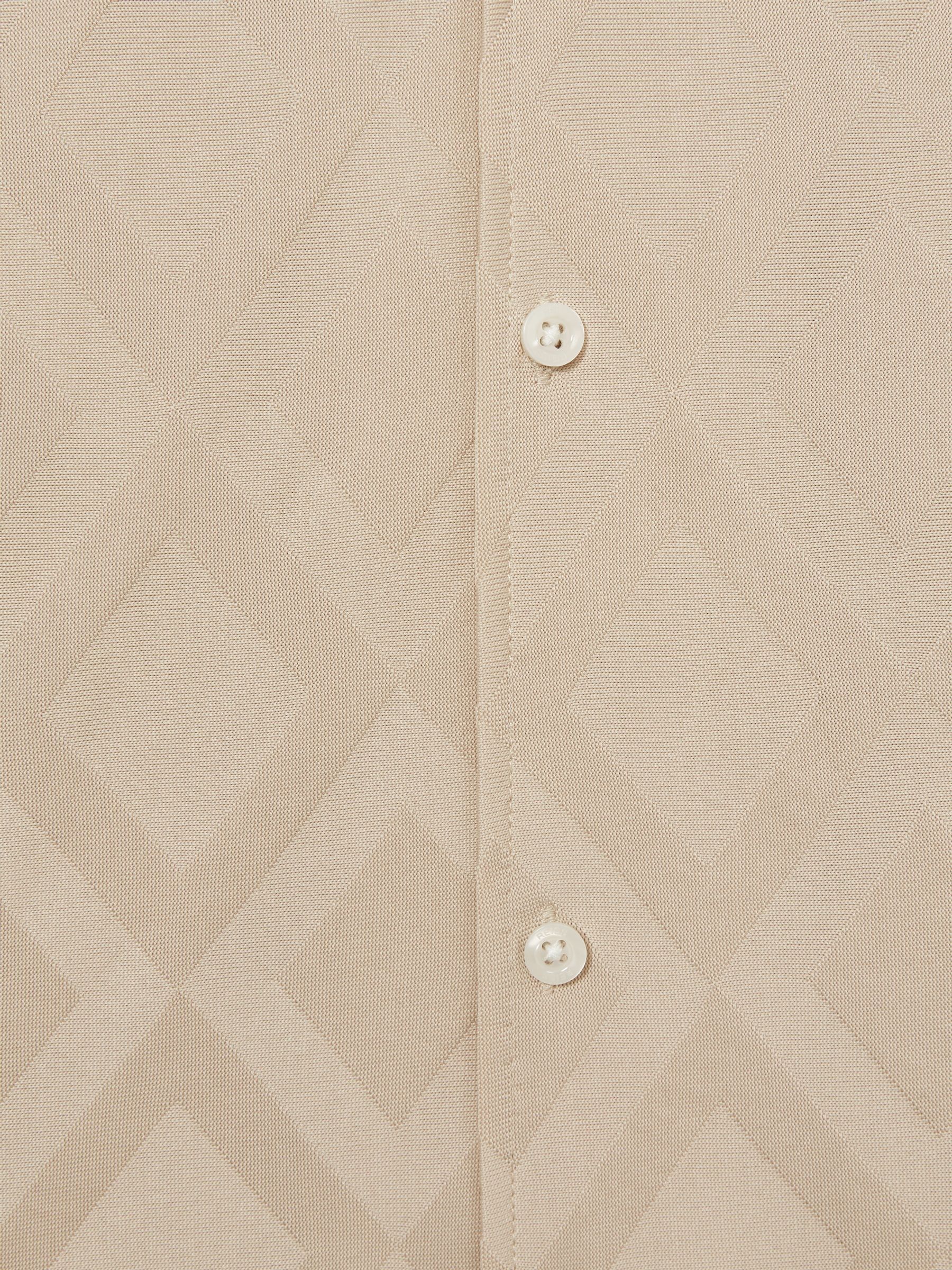 Geometric-Jacquard Cuban-Collar Shirt in Dusty Pink - Image 6 of 6
