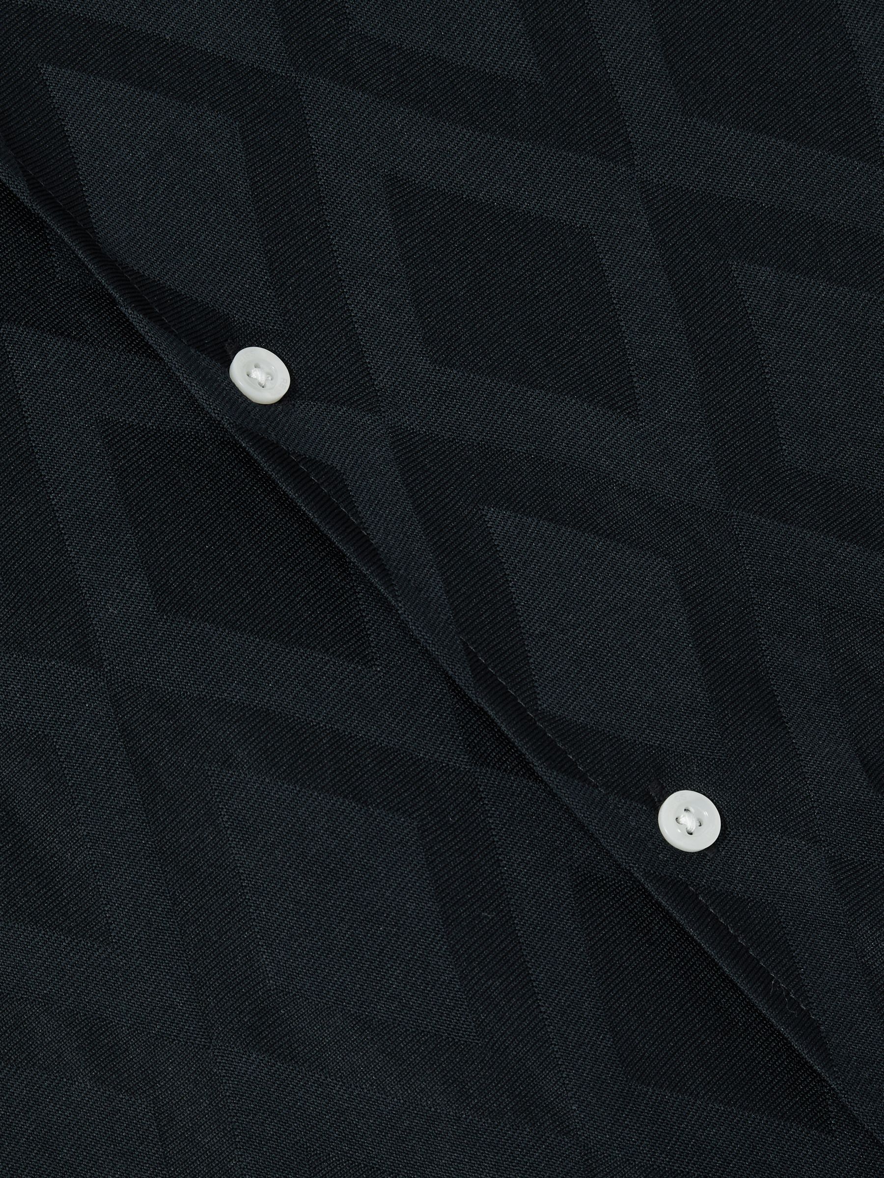 Geometric-Jacquard Cuban-Collar Shirt in Navy - Image 6 of 6