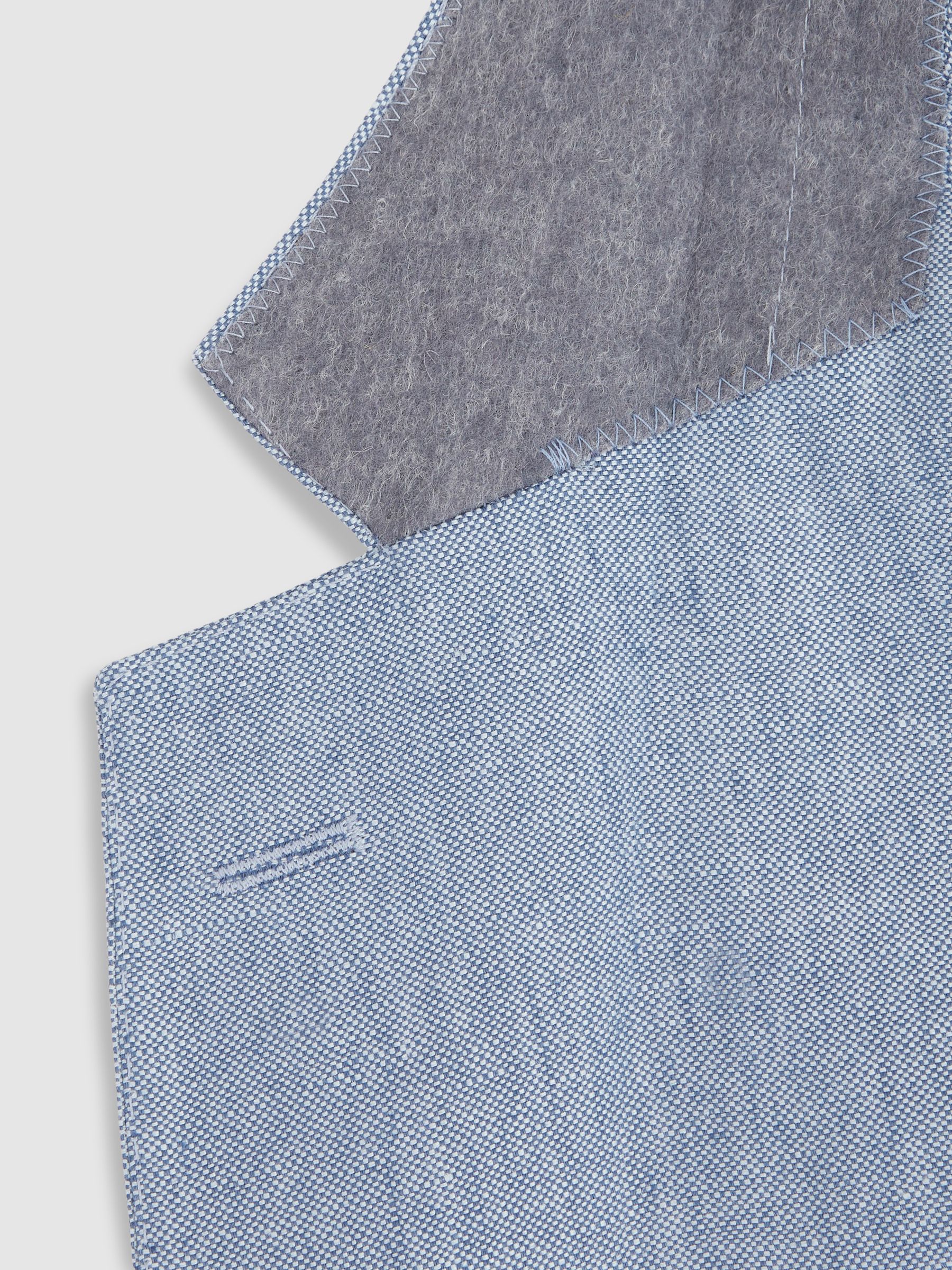 Oscar Jacobson Linen Single Breasted Blazer in Dark Blue - Image 8 of 8