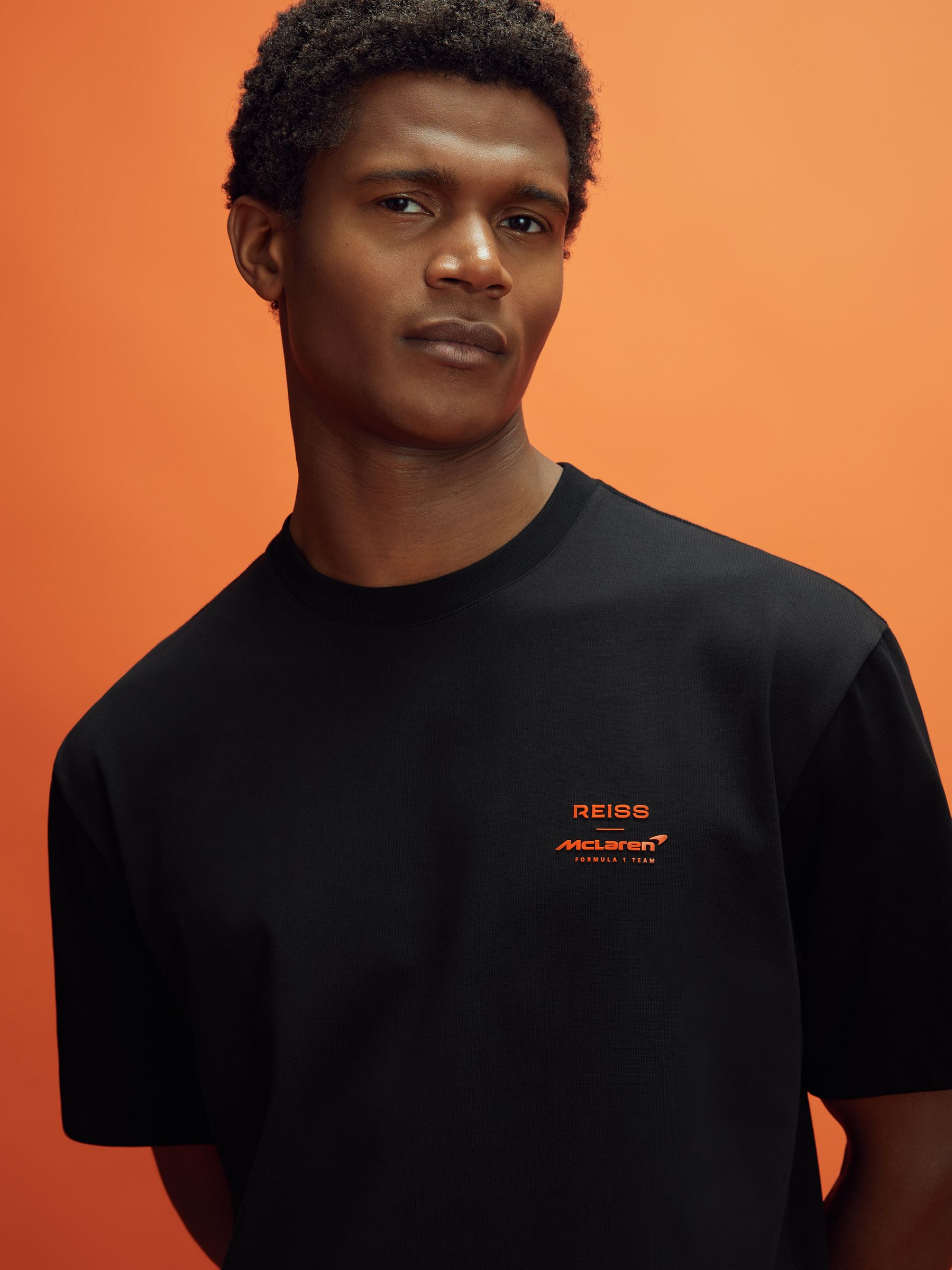 McLaren F1 Cotton Printed Crew Neck T-Shirt in Black - Image 4 of 7
