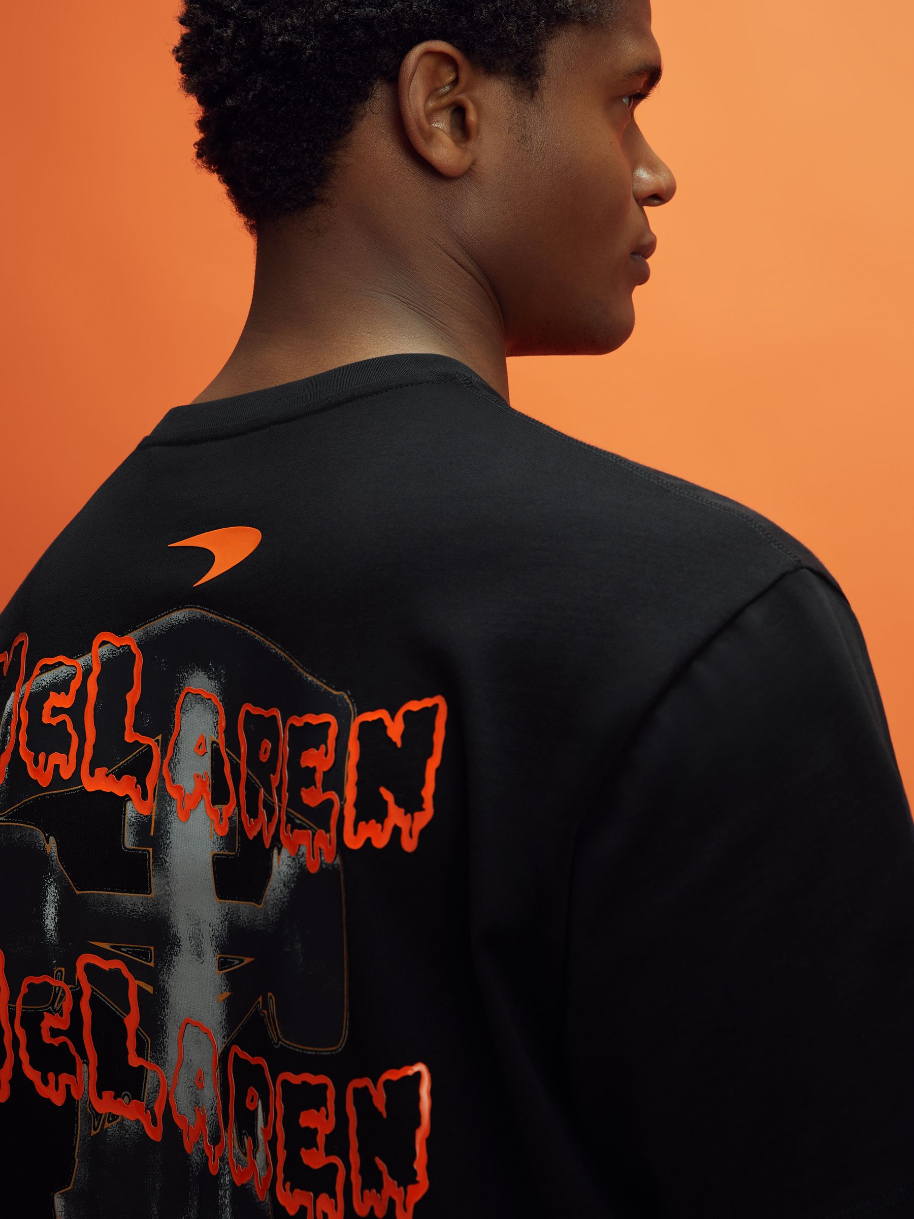 McLaren F1 Cotton Printed Crew Neck T-Shirt in Black - Image 5 of 7