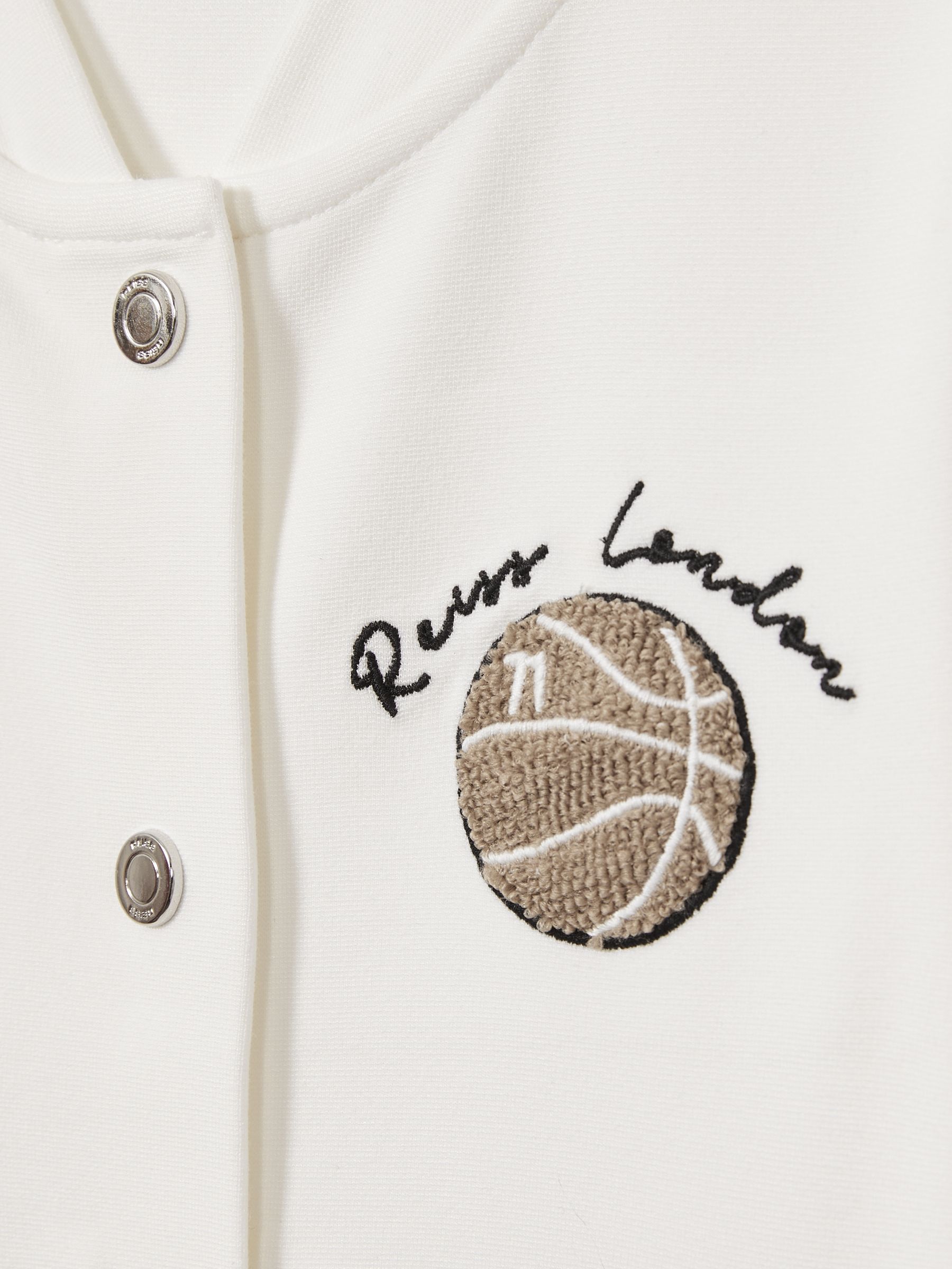 9-13 yrs Interlock-Jersey Basketball Bomber Jacket in Off White - Image 4 of 4