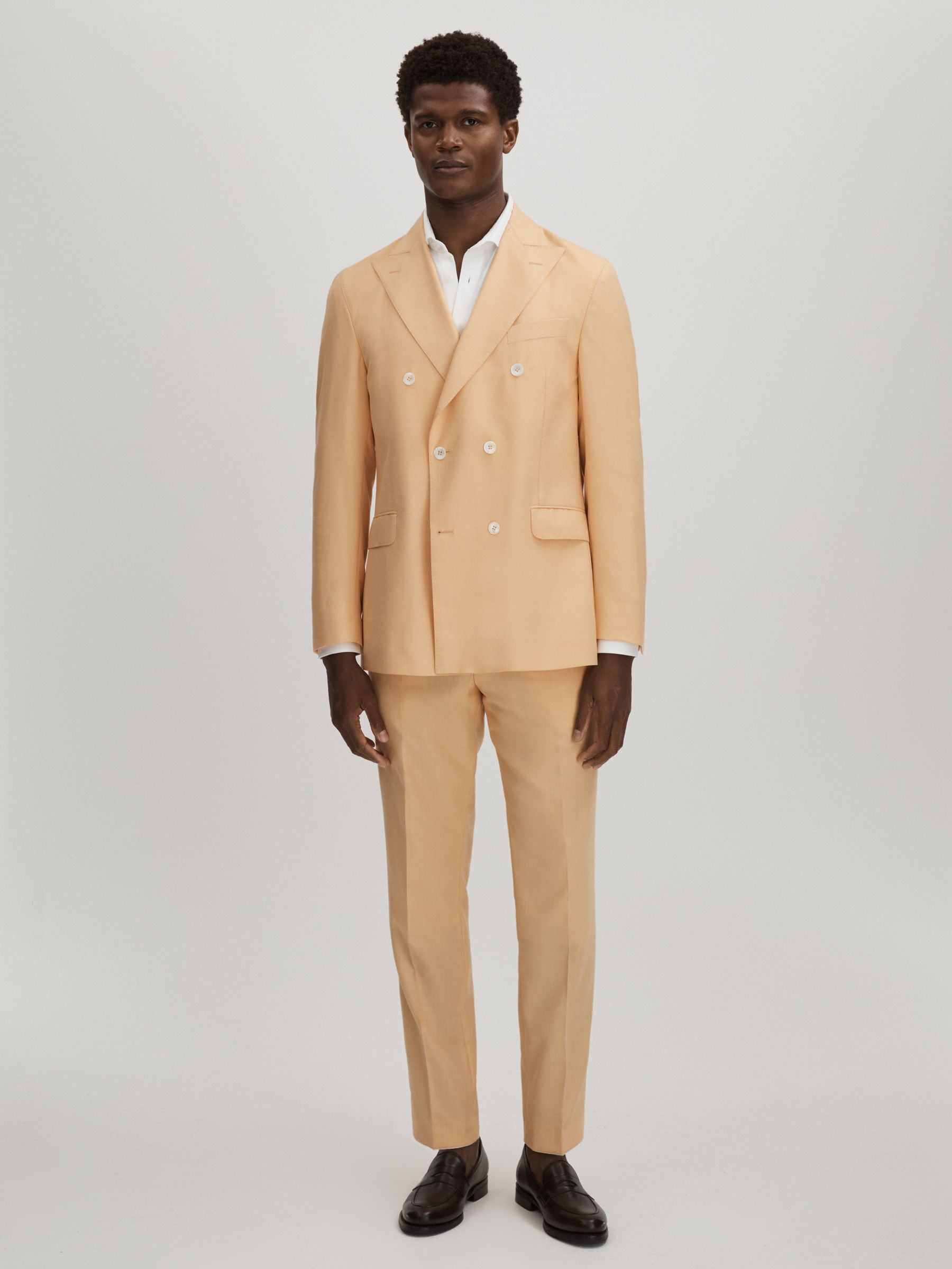 Denz Trousers Sand Oscar Jacobson Slim Fit Sand Wool Trousers - Image 1 of 6 Denz Trousers Sand Oscar Jacobson Slim Fit Sand Wool Trousers - Image 1 of 6